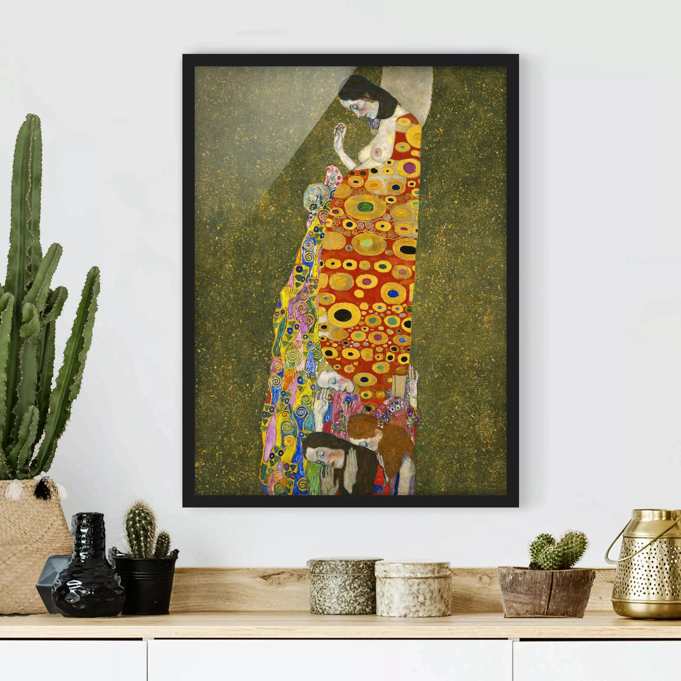 Bild mit Rahmen Kunstdruck - Hochformat Gustav Klimt - Die Hoffnung II günstig online kaufen