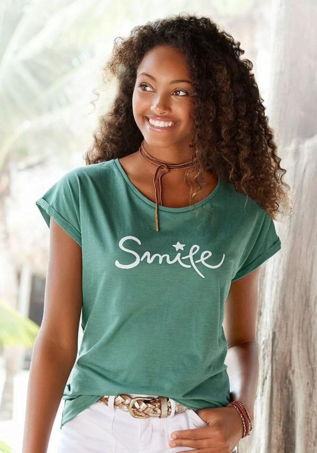 Beachtime T-Shirt mit modischem Frontdruck "Smile günstig online kaufen