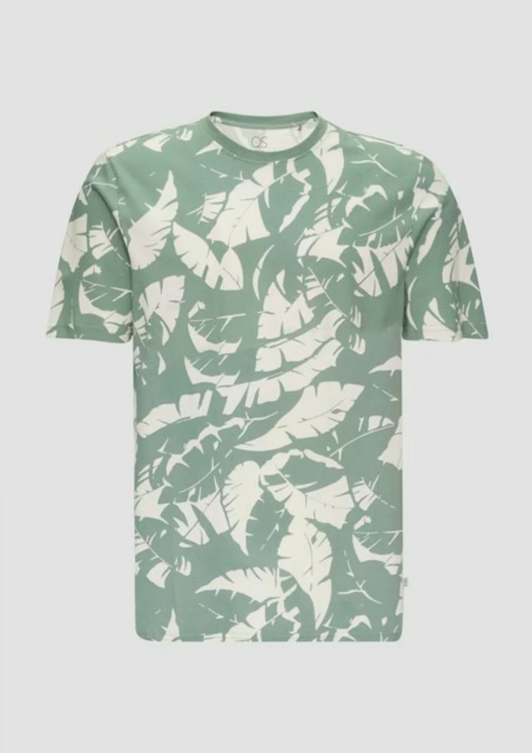 QS Kurzarmshirt T-Shirt mit All-over-Print günstig online kaufen