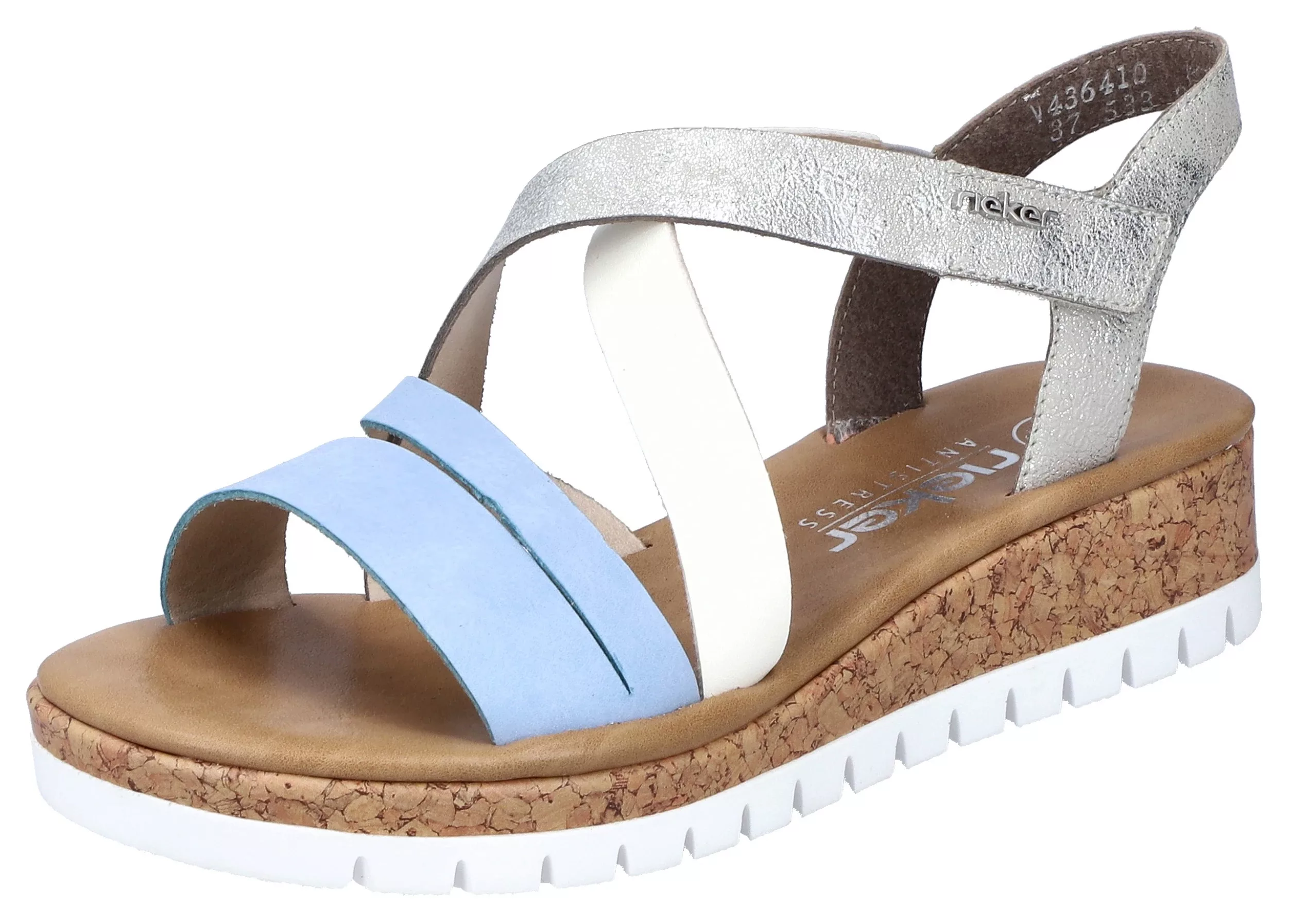 Rieker Keilsandalette, Plateau, Sommerschuh, Riemchensandale mit Metallic, günstig online kaufen