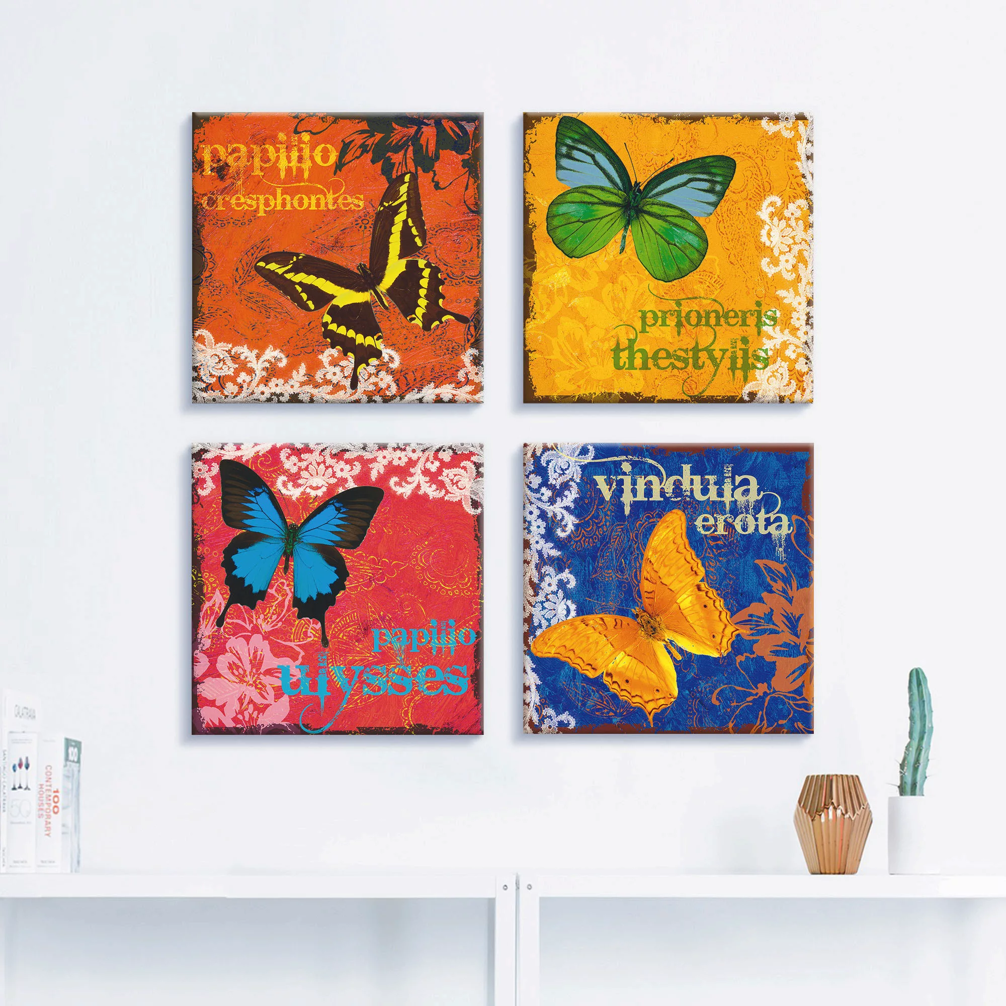 Artland Leinwandbild »Schmetterlinge Bunt«, Insekten, (4 St.), 4er Set, ver günstig online kaufen