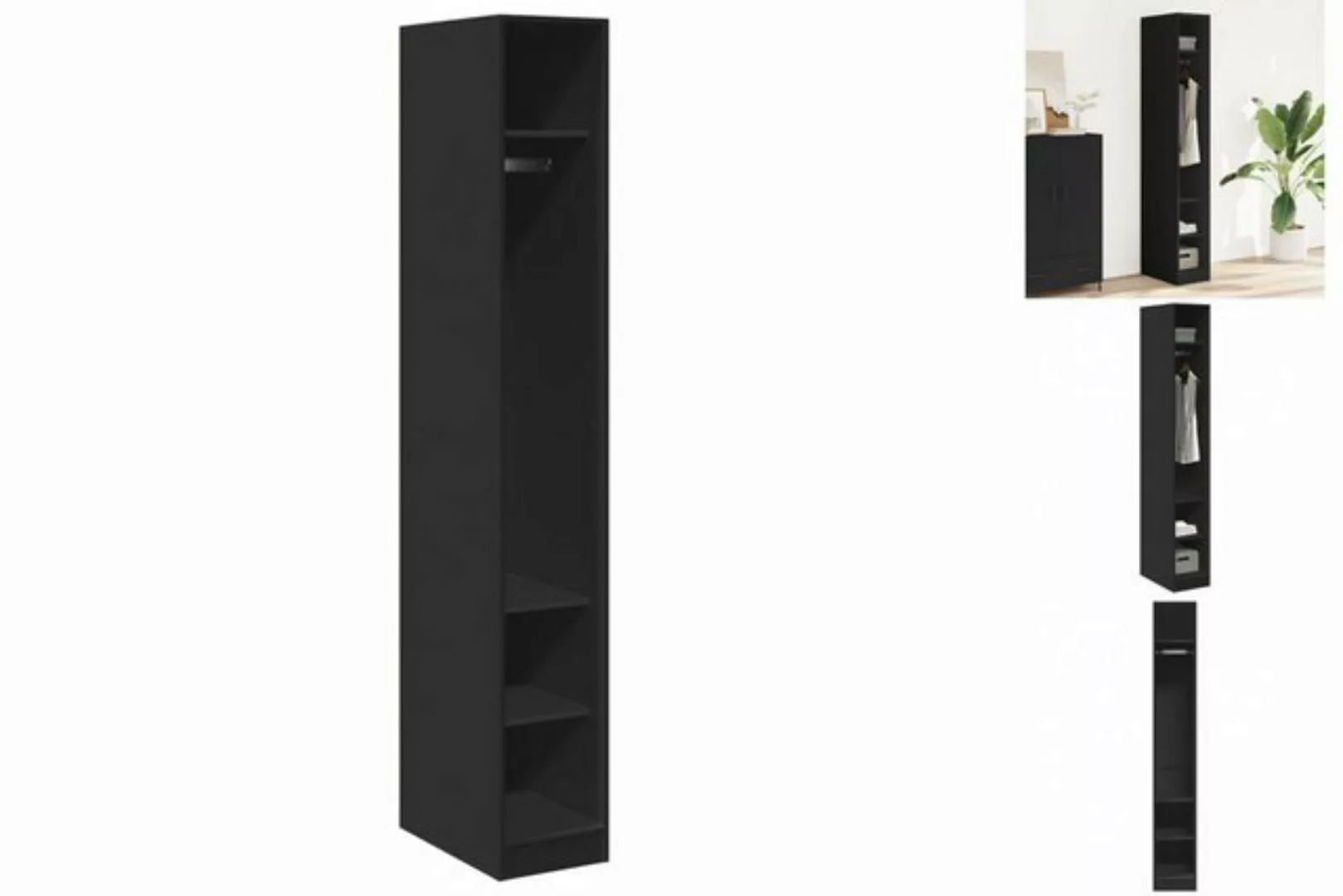 vidaXL Kleiderschrank Kleiderschrank Schwarz 30x50x200 cm Holzwerkstoff günstig online kaufen