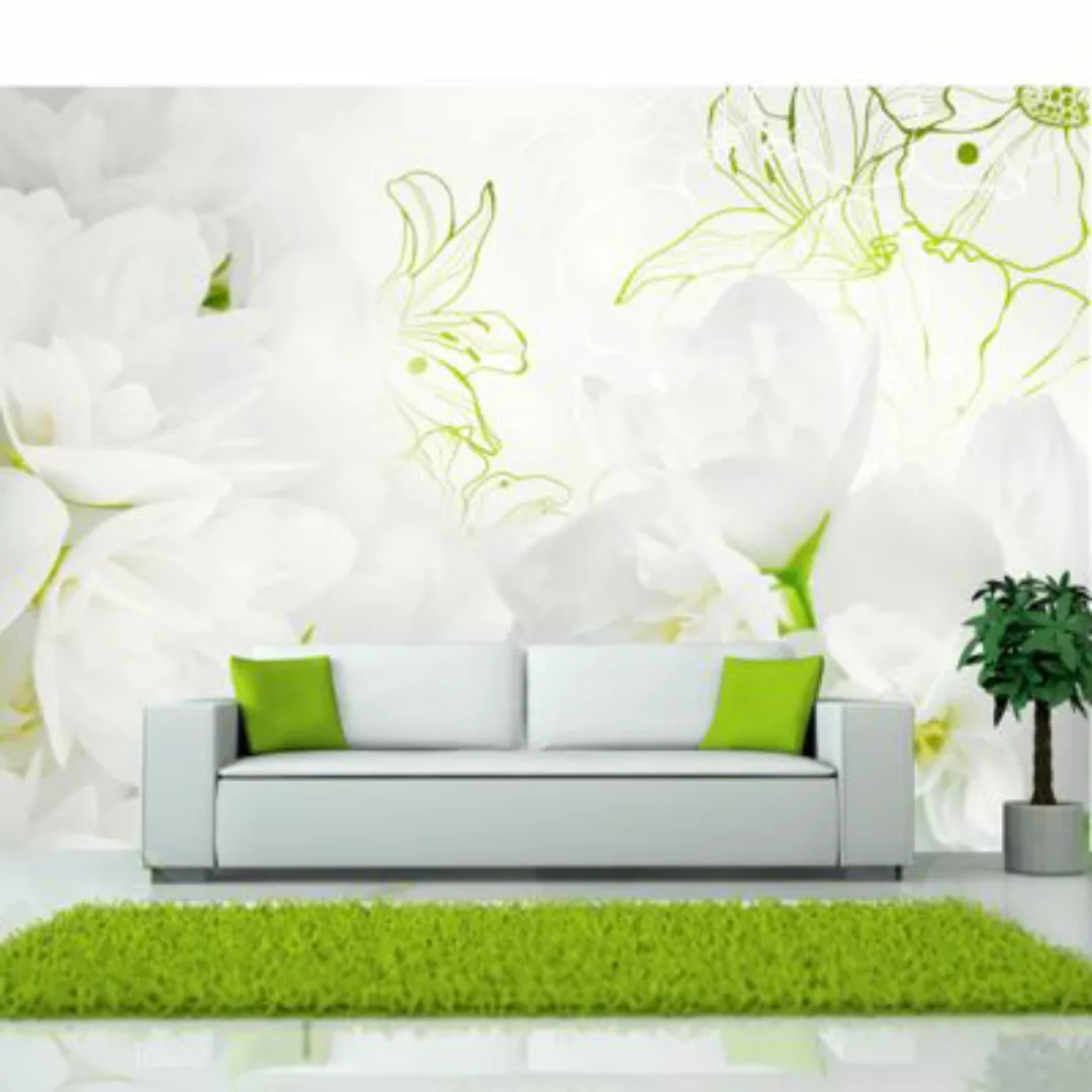 artgeist Fototapete Jasmine grün/weiß Gr. 300 x 210 günstig online kaufen