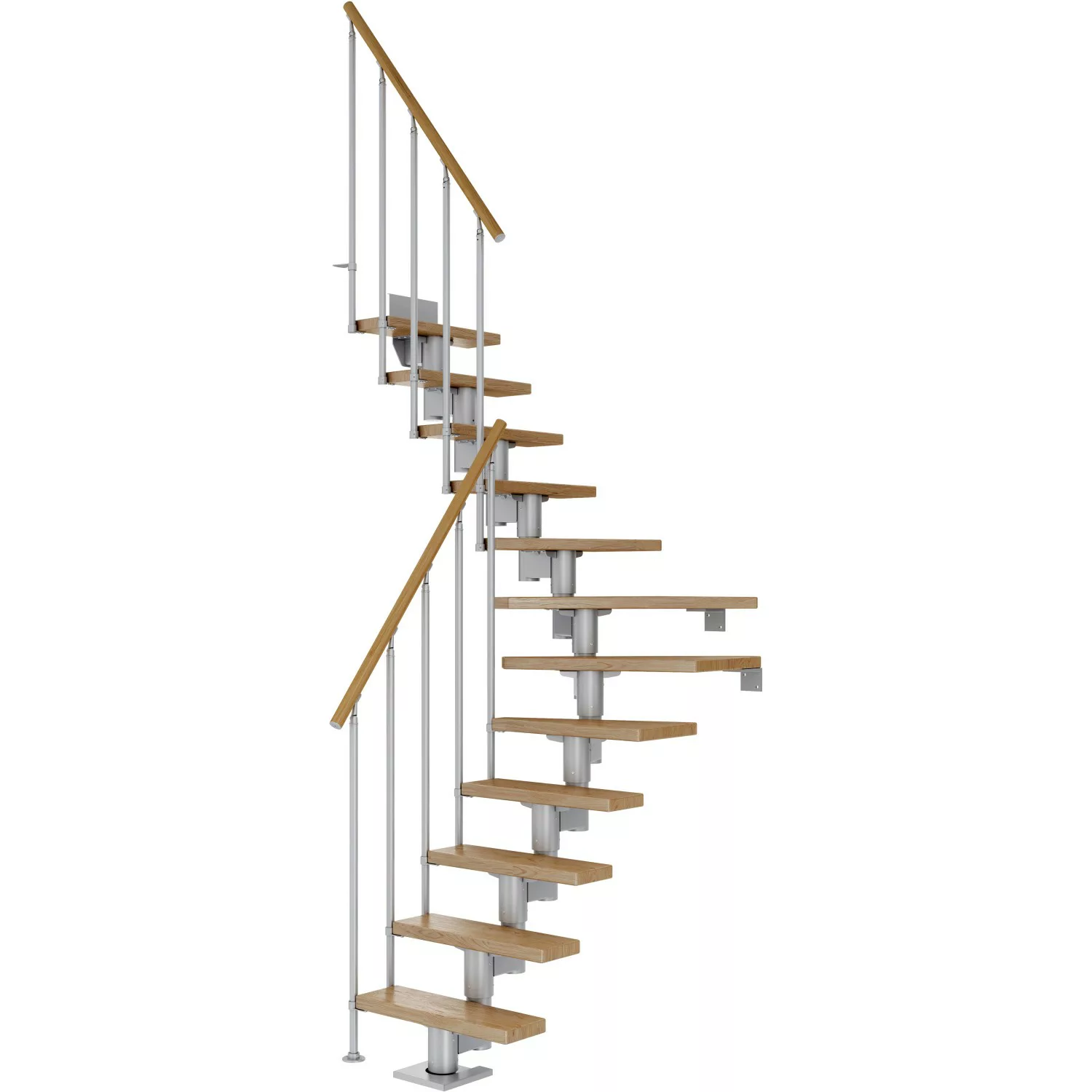 Dolle Mittelholmtreppe Dublin Eiche Perlgrau GH bis 337 cm 1/4 Gewendelt 65 günstig online kaufen