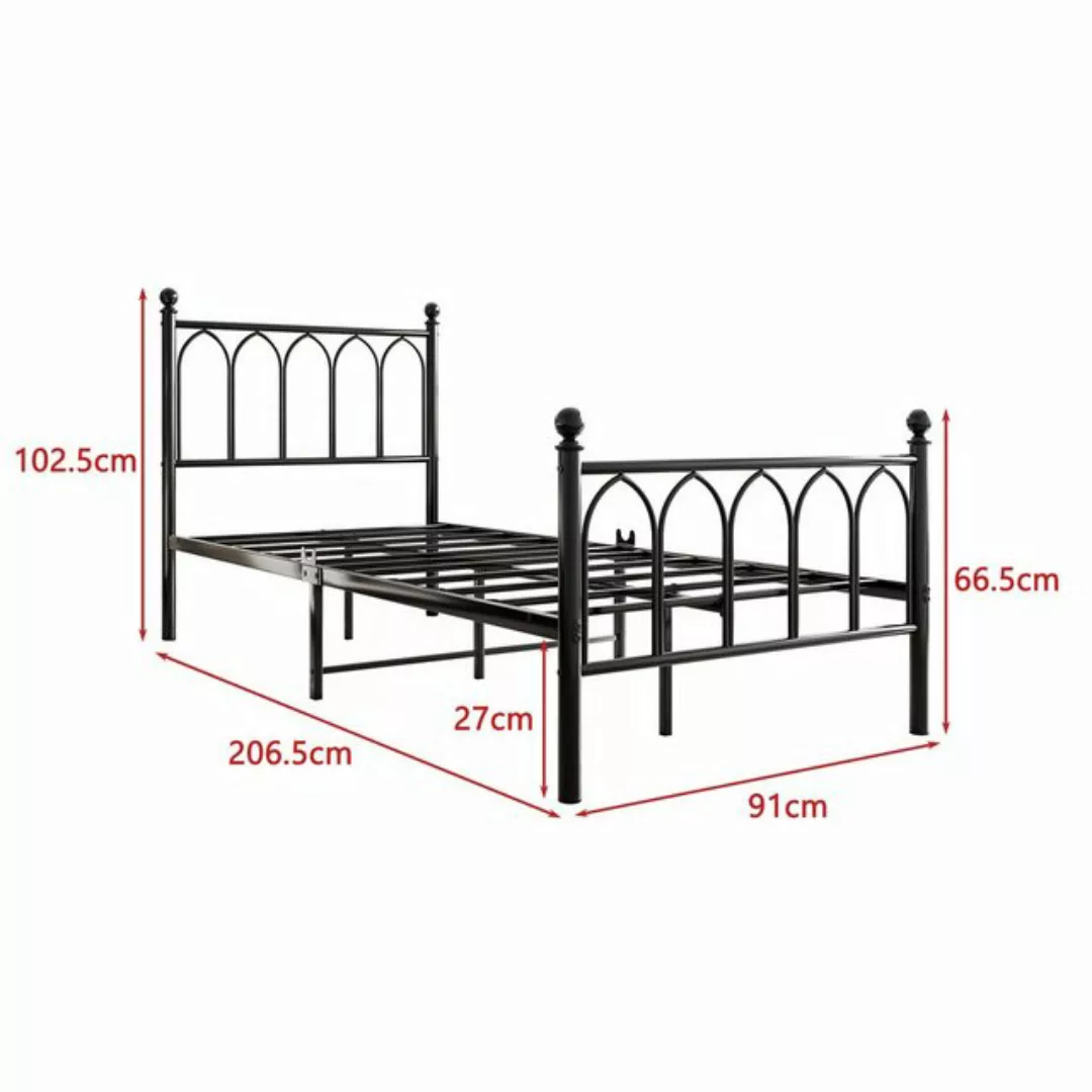 Fangqi Metallbett 90x200cm Einzelbett aus Metall,Jugendbett,Erwachsenenbett günstig online kaufen