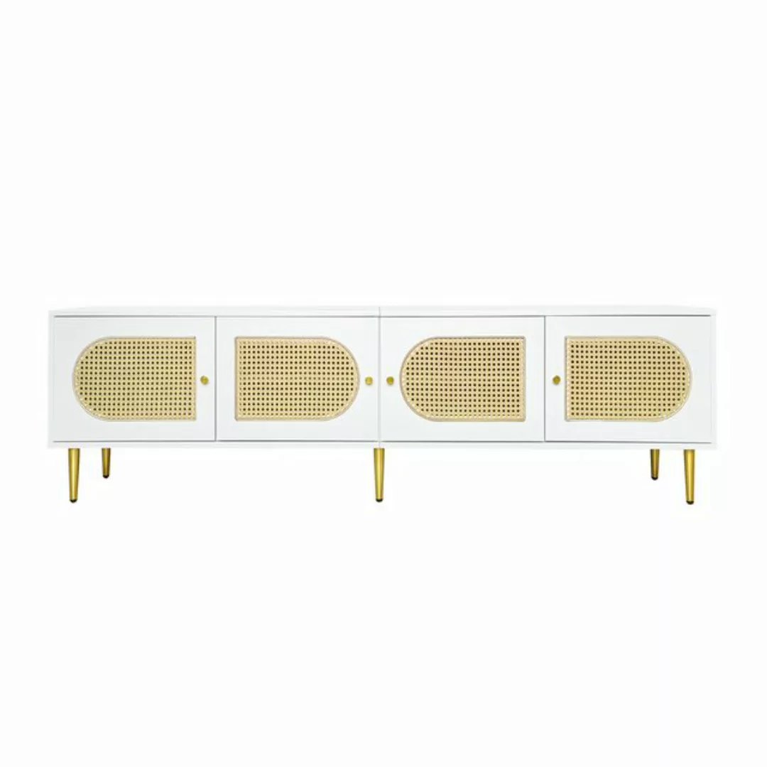 EXTSUD TV-Schrank Rattan-TV-Schrank 180x40x50 cm - 4 Rattan-Türen,mit Kabel günstig online kaufen