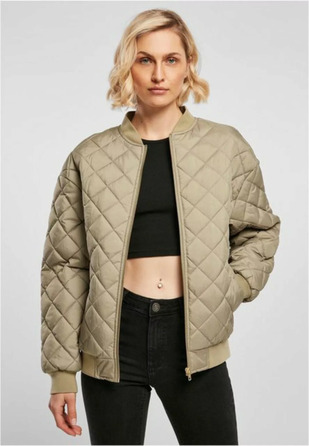 URBAN CLASSICS Sommerjacke "Damen Ladies Oversized Diamond Quilted Bomber J günstig online kaufen