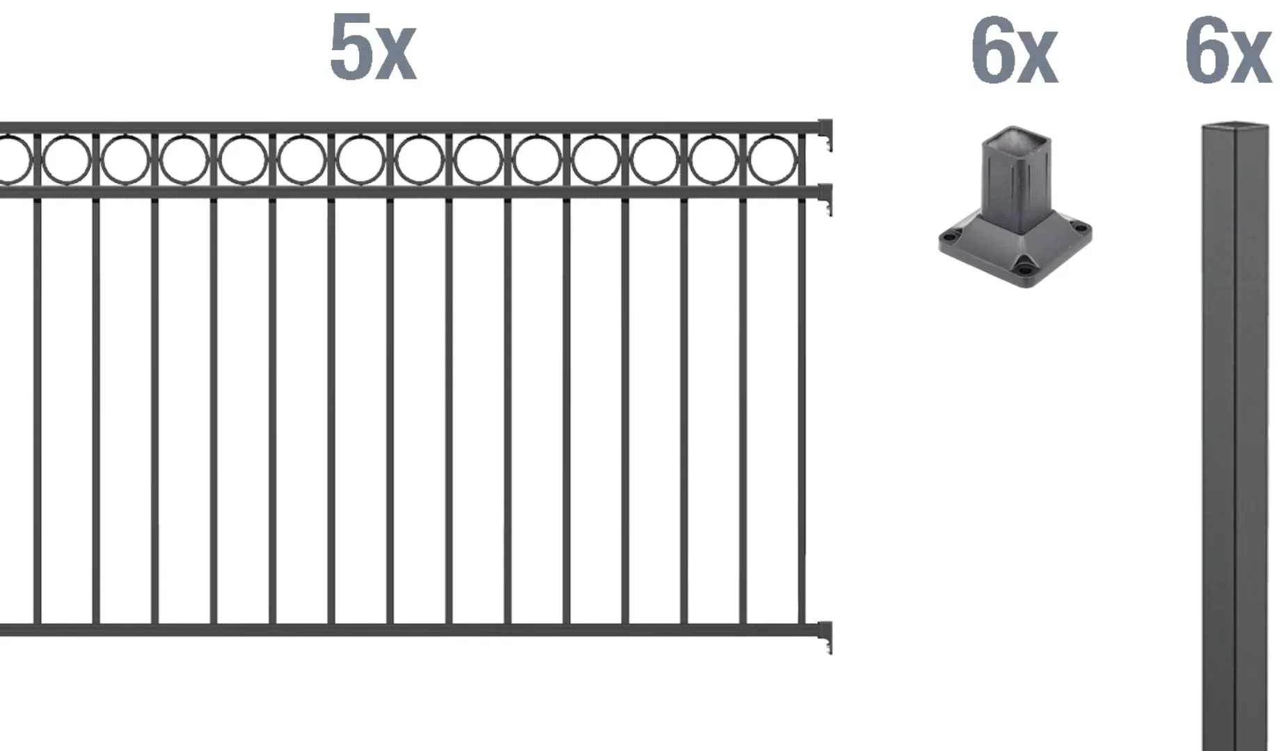 Metallzaun Grund-Set Circle Anthrazit z. Aufschrauben 120 cm x 1000 cm günstig online kaufen