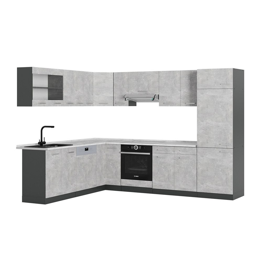 Vicco Winkelküche R-Line, Beton/Anthrazit, 227 x günstig online kaufen