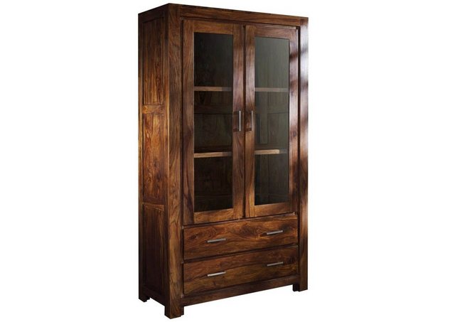 Massivmoebel24 Standvitrine (Vitrine Sheesham 100x45x180 life honey lackier günstig online kaufen