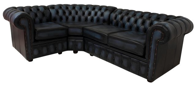 Xlmoebel Ecksofa Schwarzes Chesterfield-Design Ecksofa aus Leder mit Polste günstig online kaufen