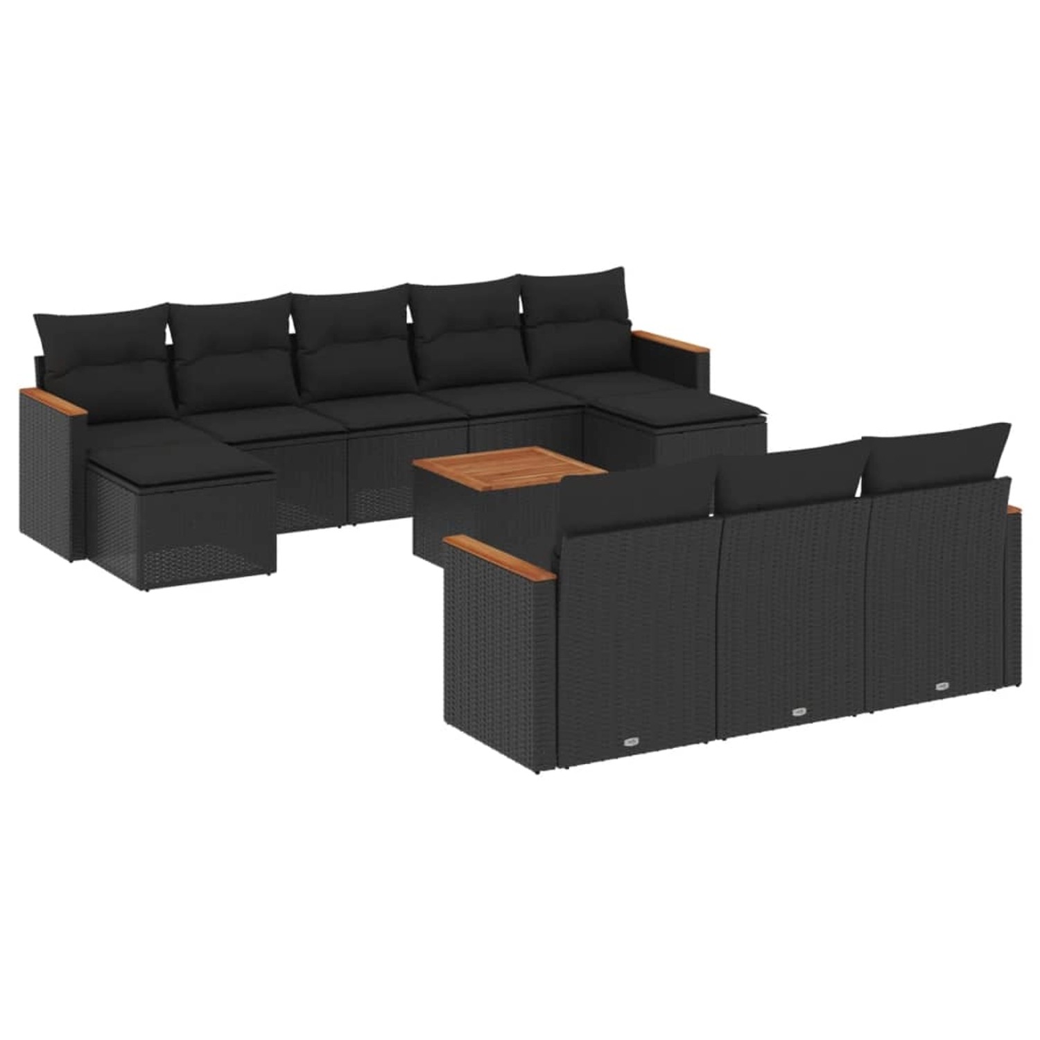 vidaXL 11-tlg Garten-Sofagarnitur mit Kissen Schwarz Poly Rattan Modell 123 günstig online kaufen