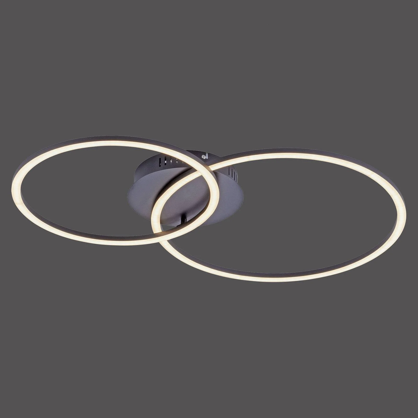 LED-Deckenleuchte Ivanka, zwei Ringe, schwarz günstig online kaufen