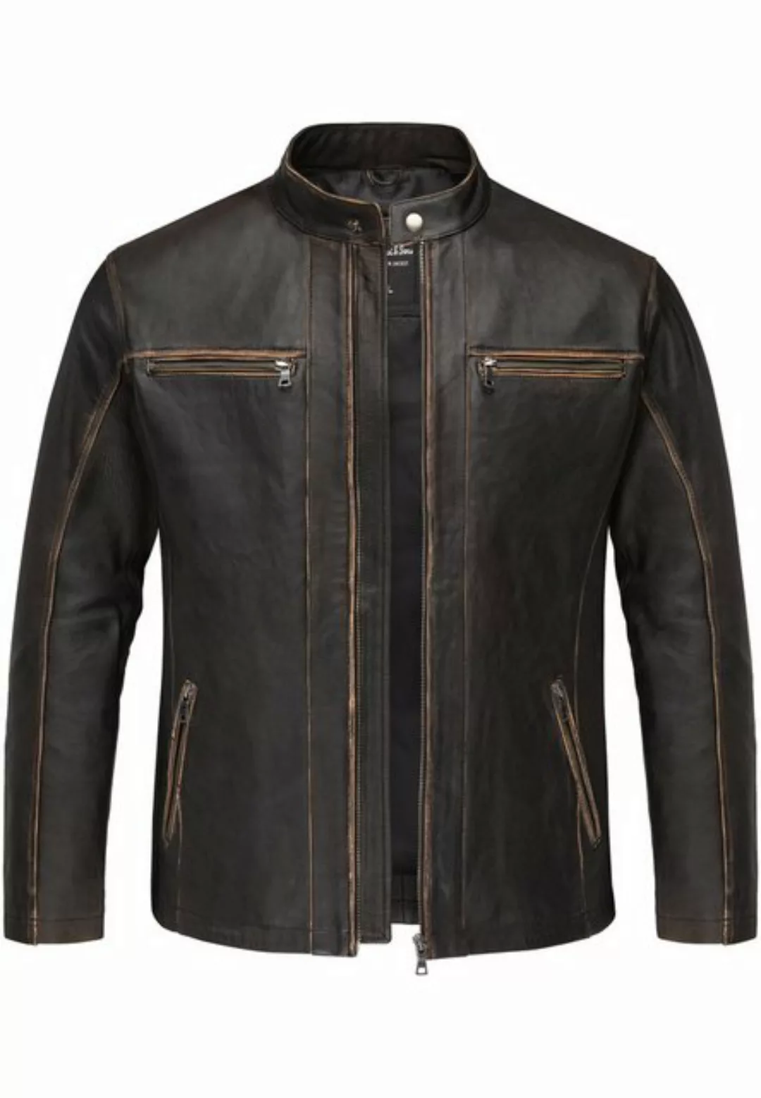 Amaci&Sons Lederjacke JUNEAU Lederjacke Herren Vintage Zipper Lederjacke günstig online kaufen