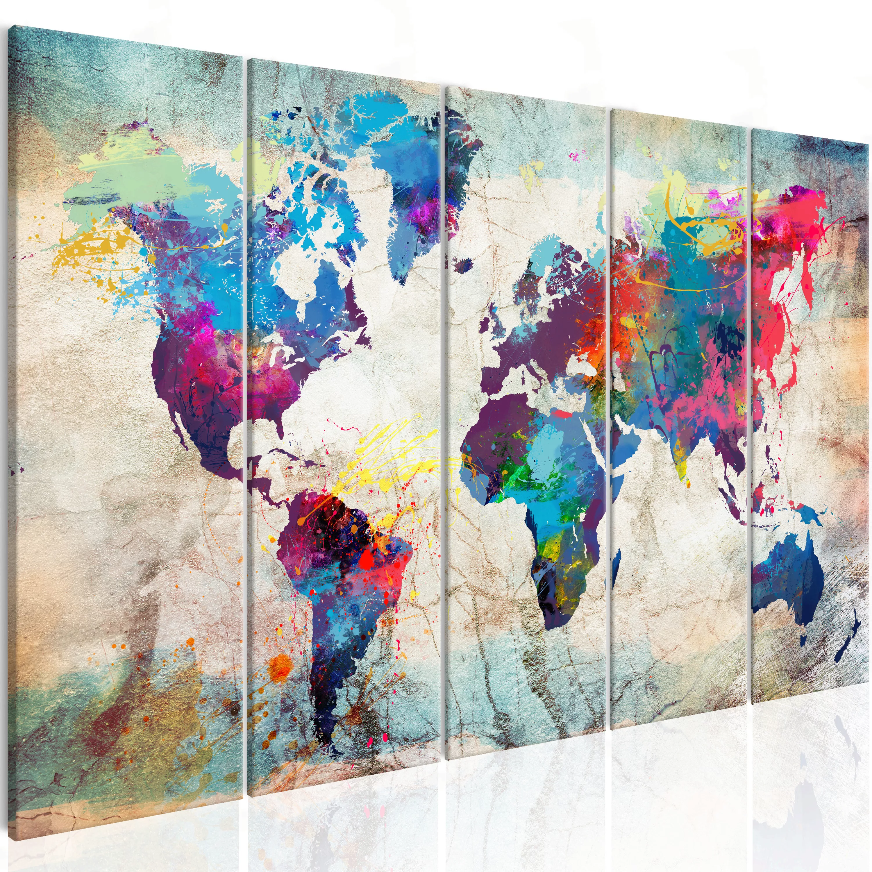 Wandbild - World Map: Cracked Wall günstig online kaufen