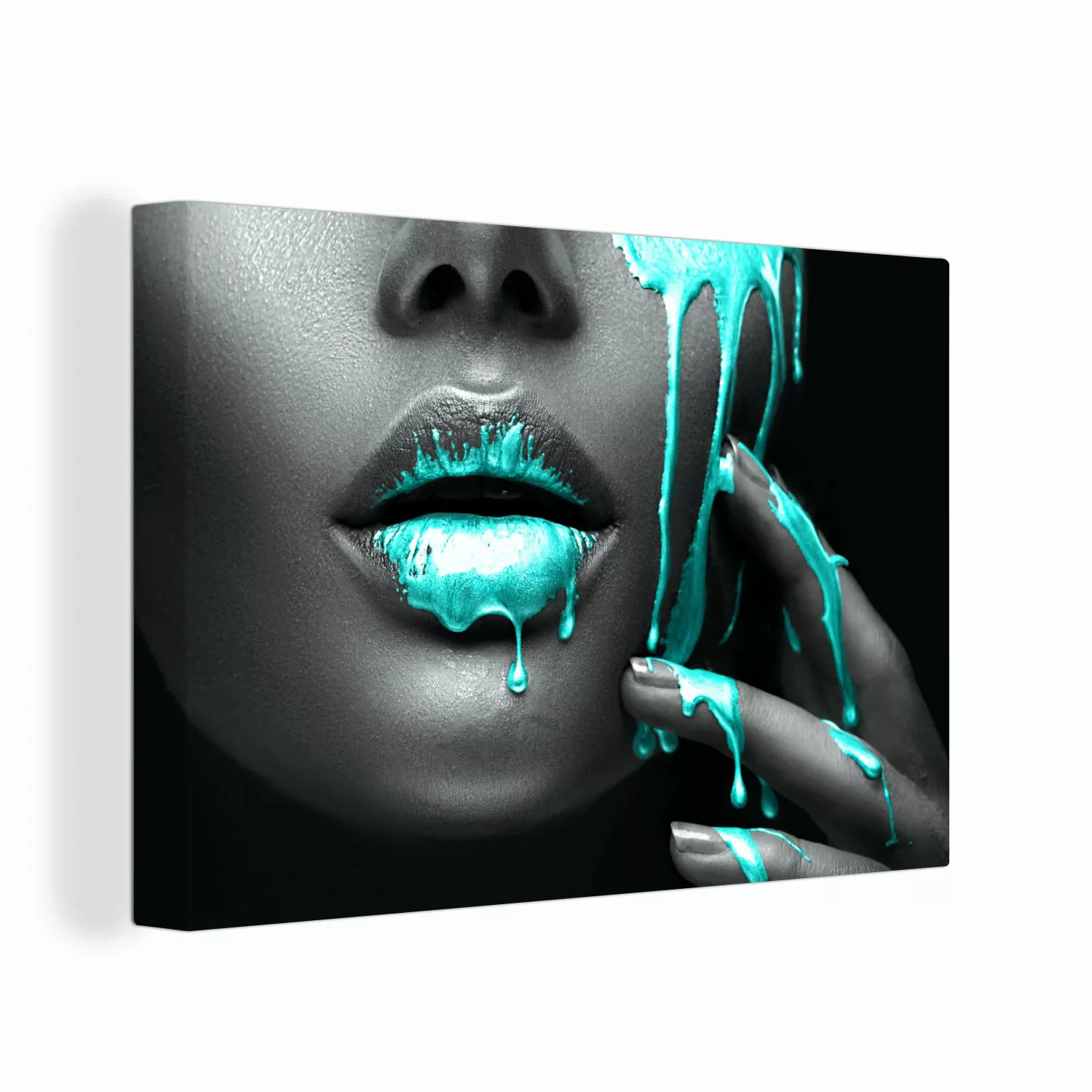 OneMillionCanvasses® Leinwandbild Lippen - Blau - günstig online kaufen