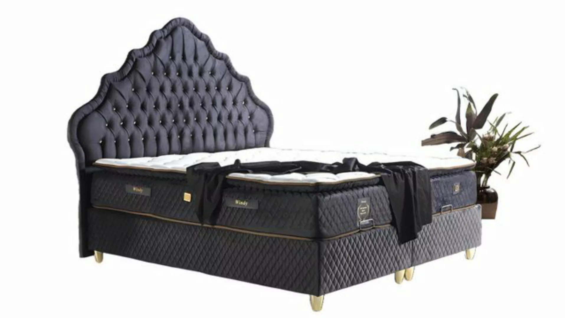 JVmoebel Bett Bett Design Betten Luxus Schwarz Polster Schlafzimmer Möbel ( günstig online kaufen