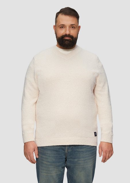 s.Oliver Strickpullover Strukturierter Baumwollpullover mit V-Ausschnitt Lo günstig online kaufen