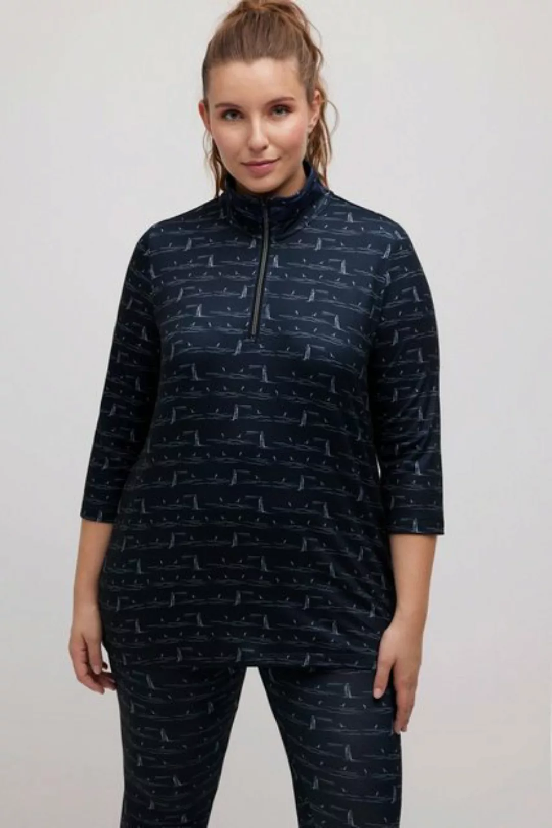 Ulla Popken Longsleeve Funktionsshirt Leuchtturm Stehkragen 3/4-Arm günstig online kaufen