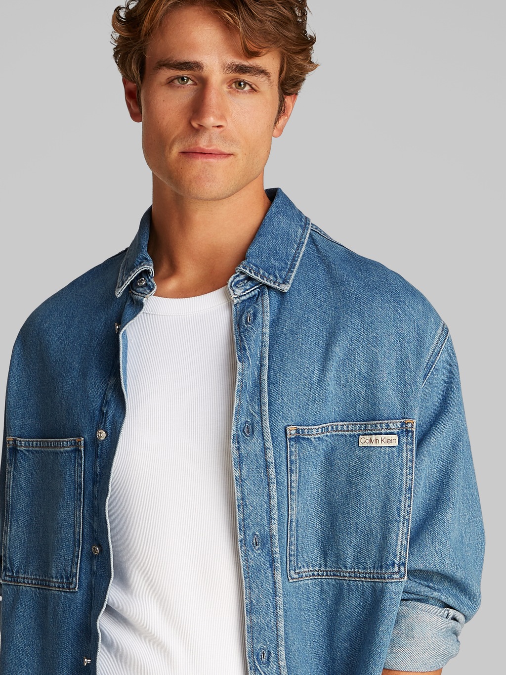 Calvin Klein Jeans Jeanshemd "RELAXED DENIM SHIRT", in mittelblauer Waschun günstig online kaufen