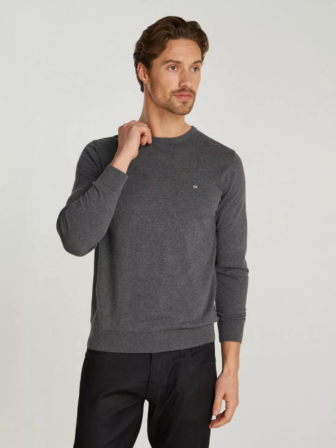 Calvin Klein Rundhalspullover COTTON SILK BLEND CN SWEATER mit Logoprägung günstig online kaufen