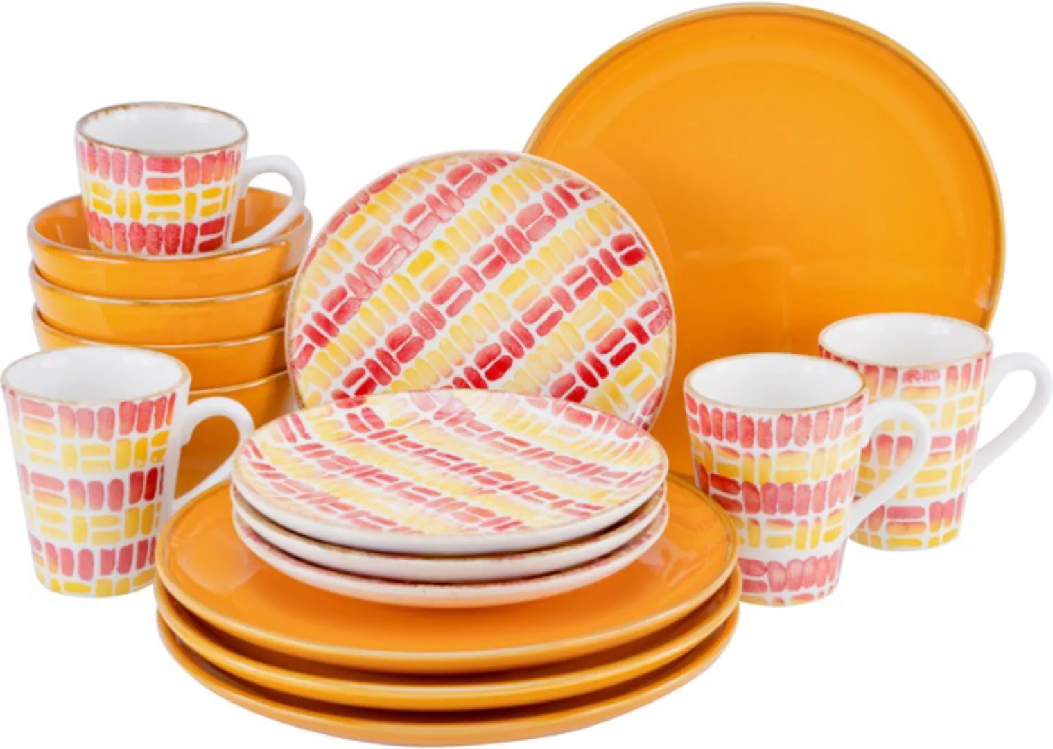 CreaTable Kombiservice MARBELLA orange Steingut 16 tlg. günstig online kaufen