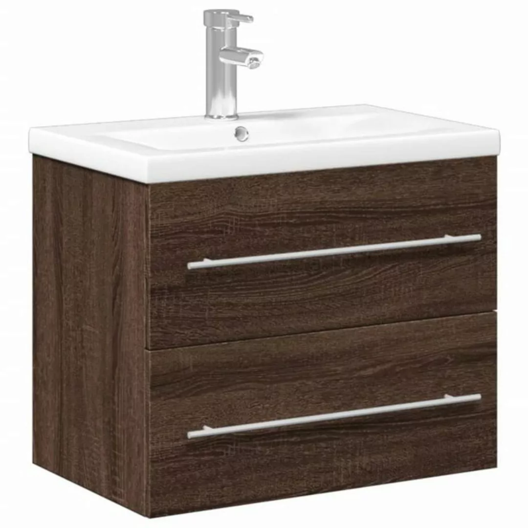 vidaXL Badezimmerspiegelschrank Waschbeckenunterschrank mit Einbaubecken Br günstig online kaufen