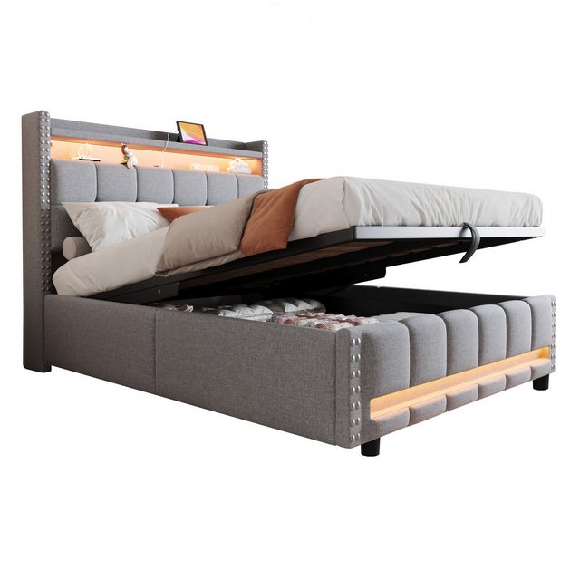 OKWISH Polsterbett Stauraumbett Doppelbett Funktionsbett Jugendbett (Staura günstig online kaufen