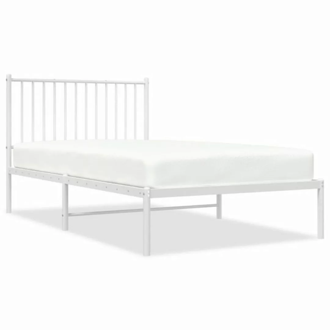 furnicato Bett Bettgestell mit Kopfteil Metall Weiß 100x190 cm günstig online kaufen