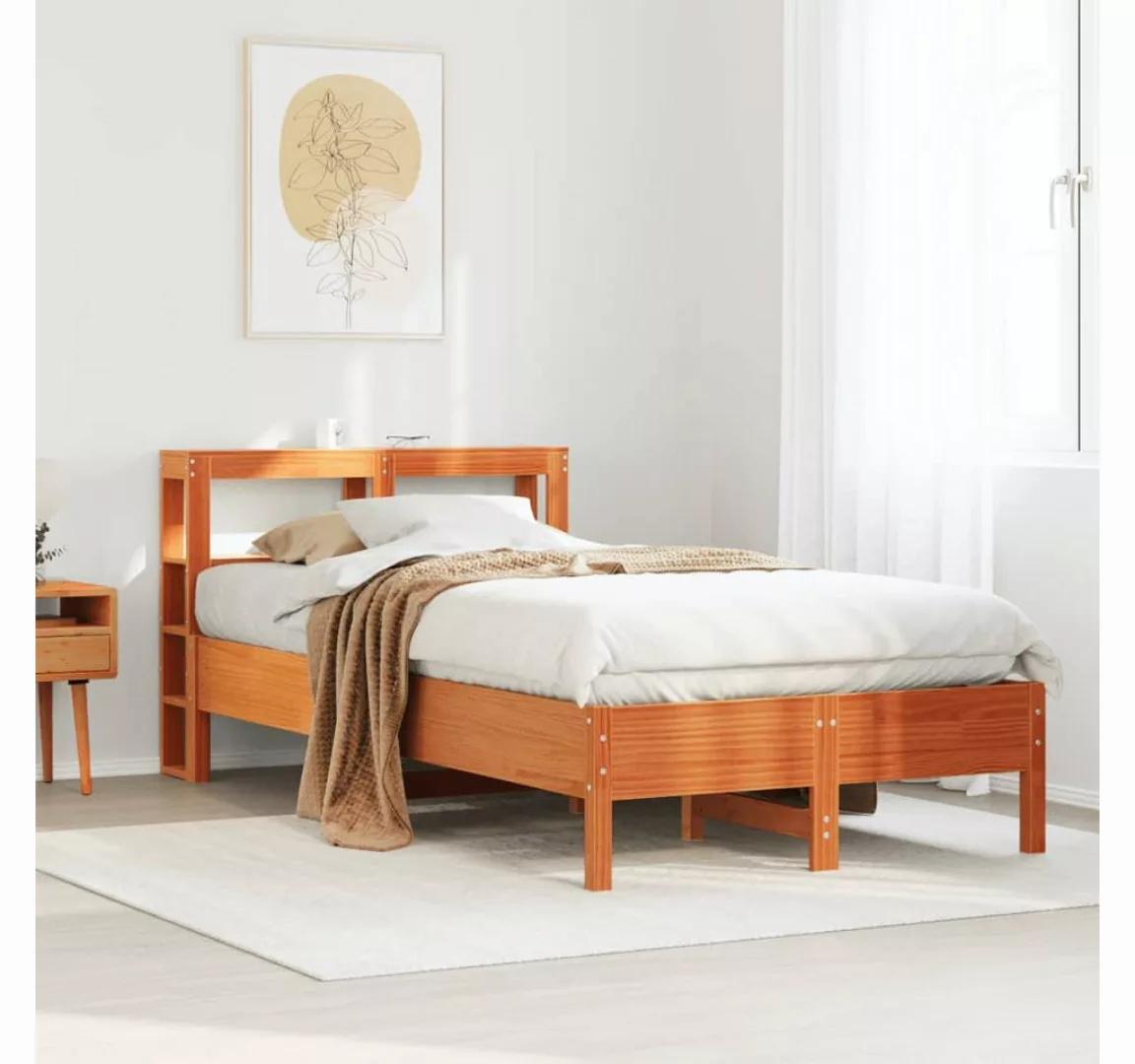 vidaXL Bett Massivholzbett ohne Matratze Wachsbraun 75x190 cm Kiefernholz günstig online kaufen