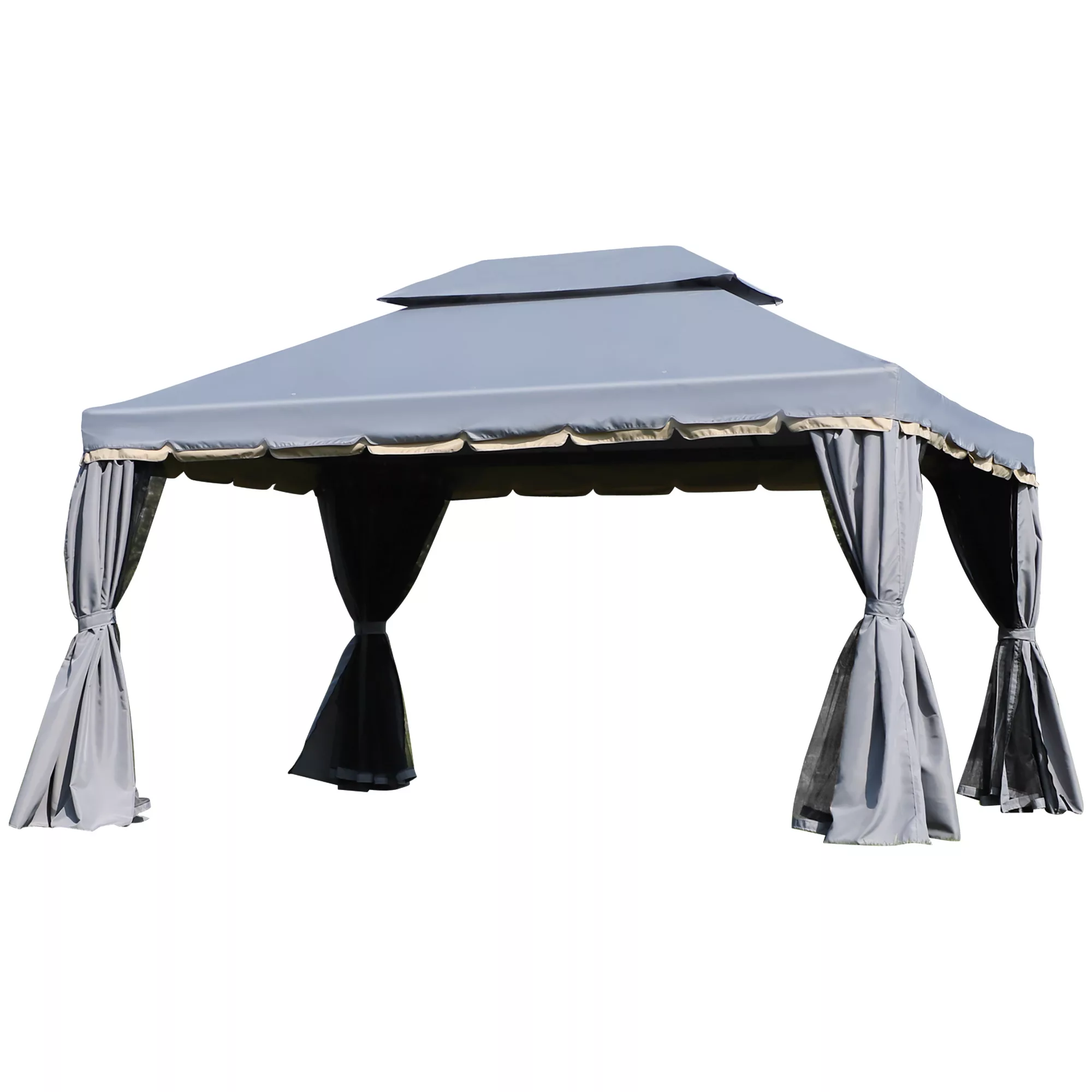 Outsunny Gartenpavillon Pavillon Doppeldach mit Seitenwänden und herausnehm günstig online kaufen