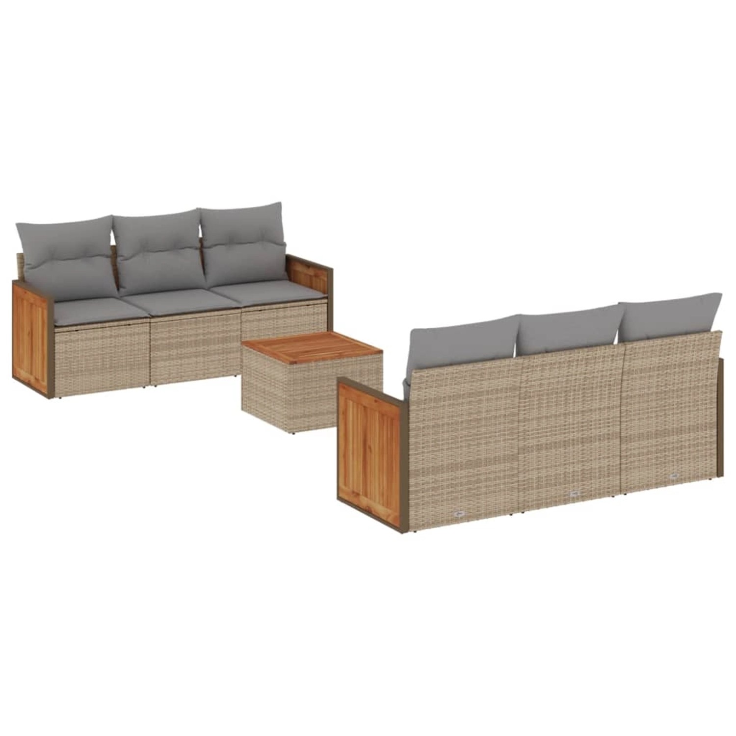 vidaXL 7-Tlg Garten-Sofagarnitur mit Kissen Beige Poly Rattan 3259875 günstig online kaufen