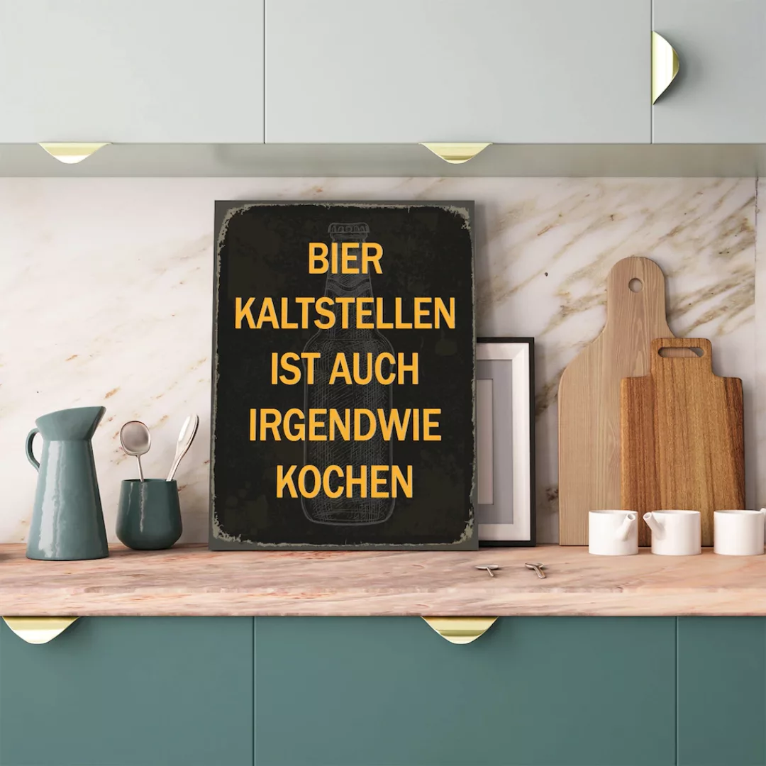 queence Metallbild "Bier kaltstellen Spruch Stahlschild Blechschild", (1 St günstig online kaufen