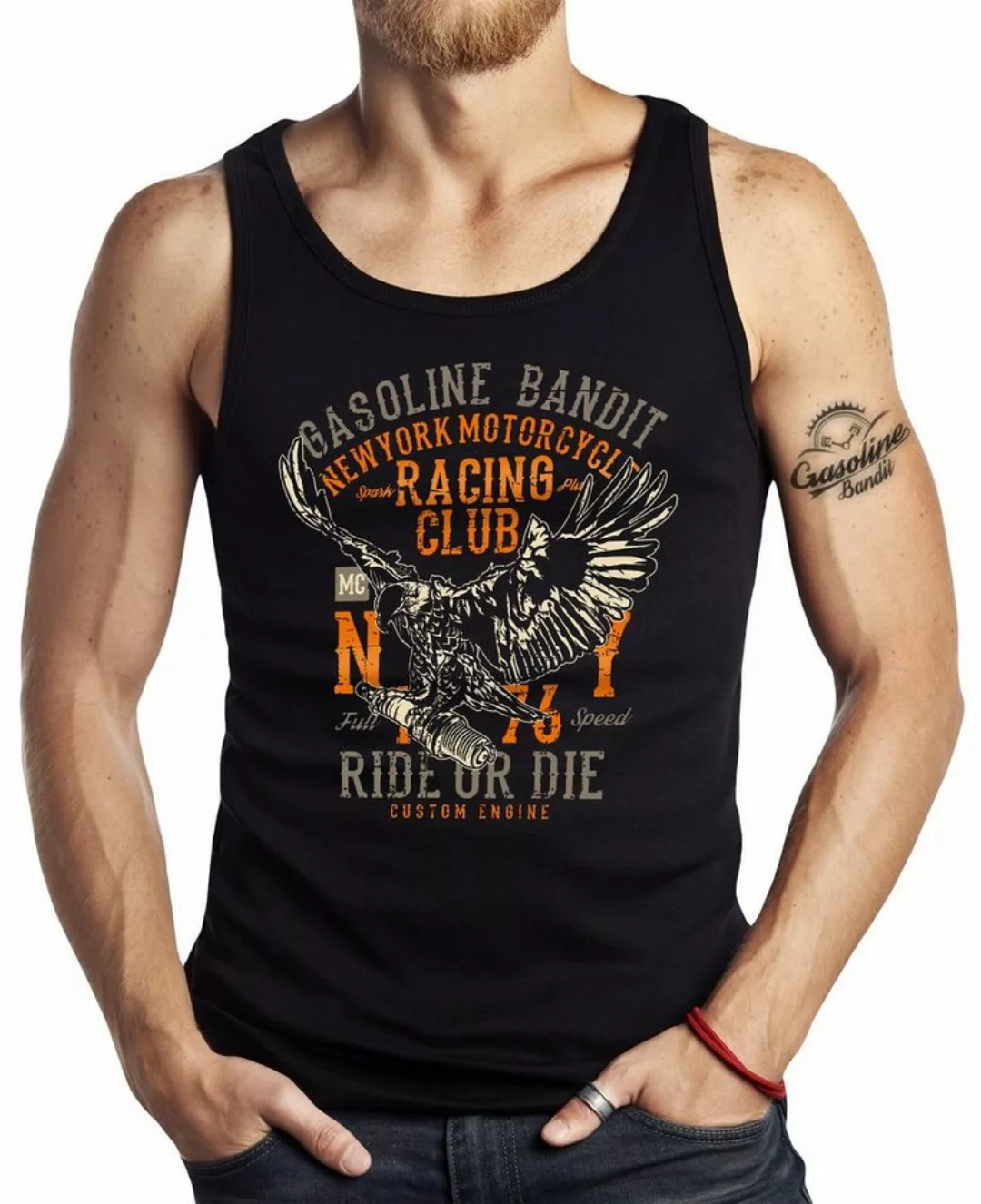 GASOLINE BANDIT® Tanktop für Biker Racer Motorrad Fans: New York Racing Clu günstig online kaufen