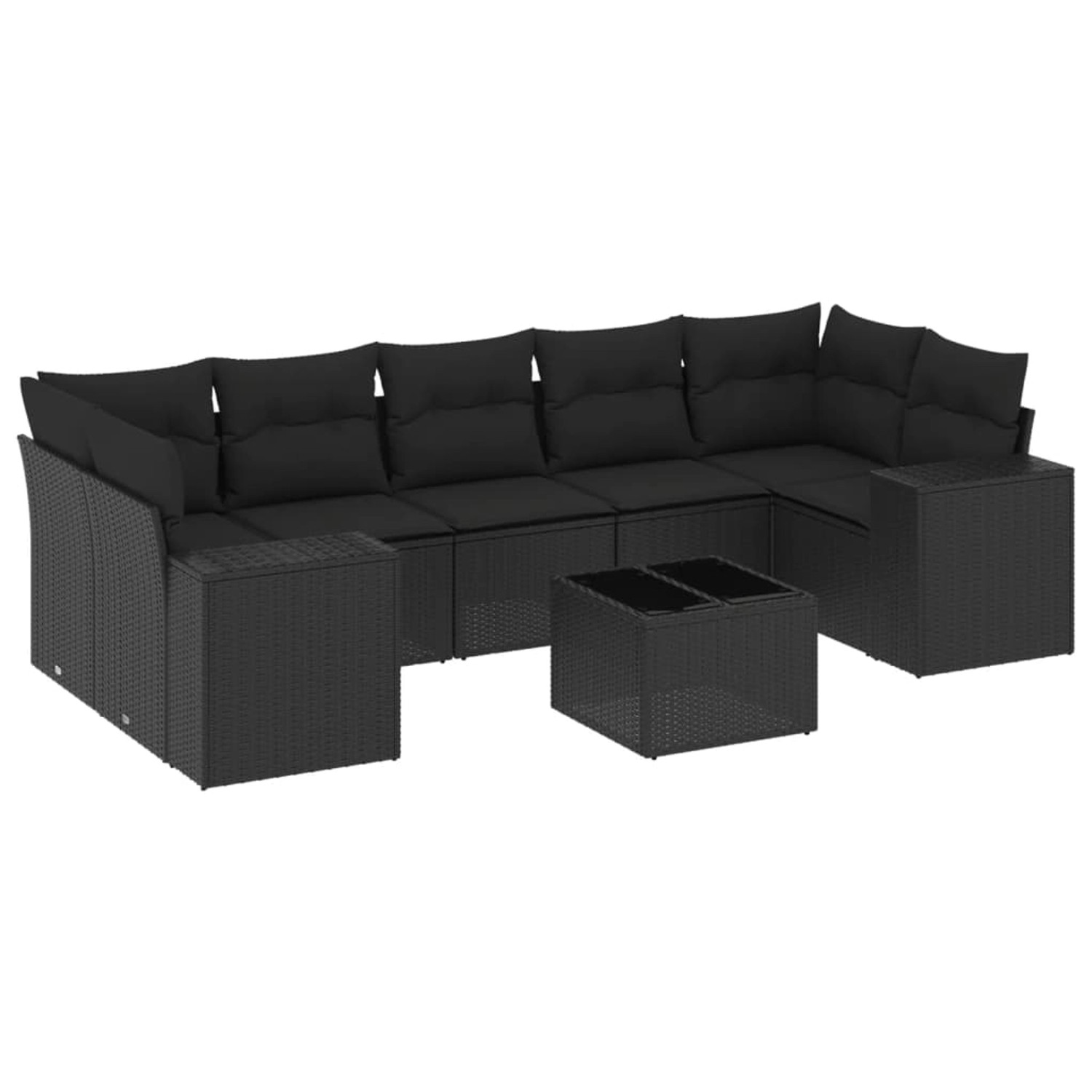 vidaXL 8-Tlg Garten-Sofagarnitur mit Kissen Schwarz Poly Rattan 3254672 günstig online kaufen