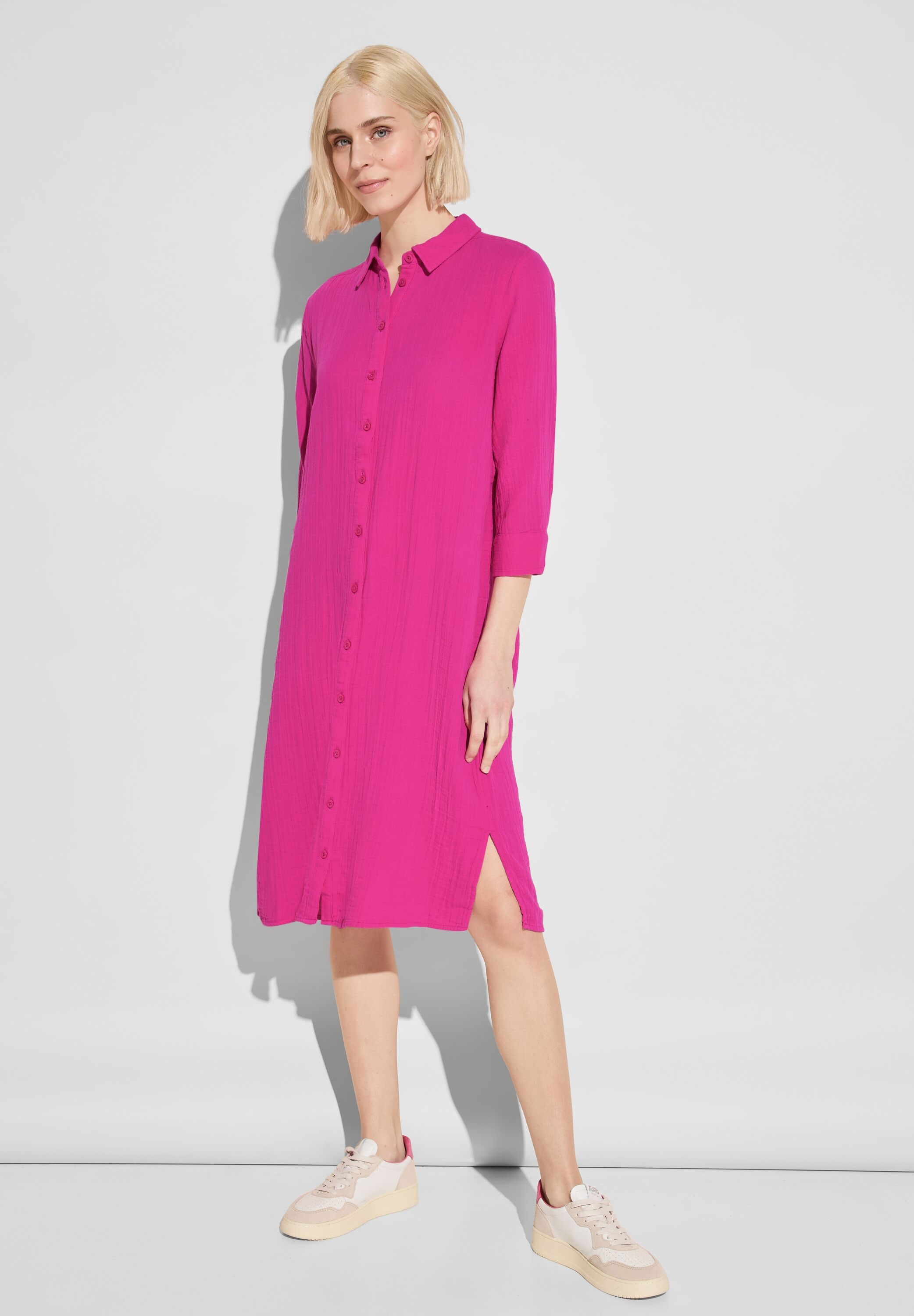 STREET ONE Sommerkleid QR muslin shirt Dress_solid, magnolia pink günstig online kaufen