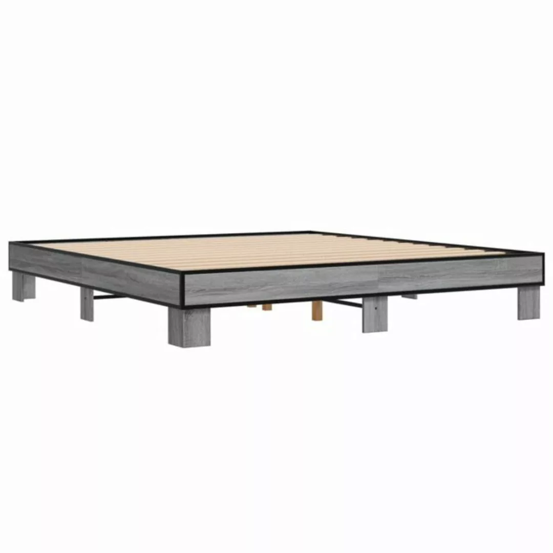 vidaXL Bett Bettgestell Grau Sonoma 160x200 cm Holzwerkstoff und Metall günstig online kaufen