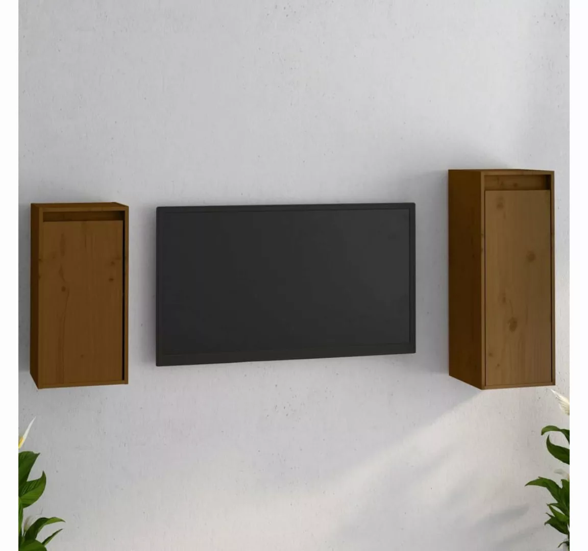 vidaXL TV-Schrank TV-Schränke 2 Stk Honigbraun Massivholz Kiefer Lowboard L günstig online kaufen