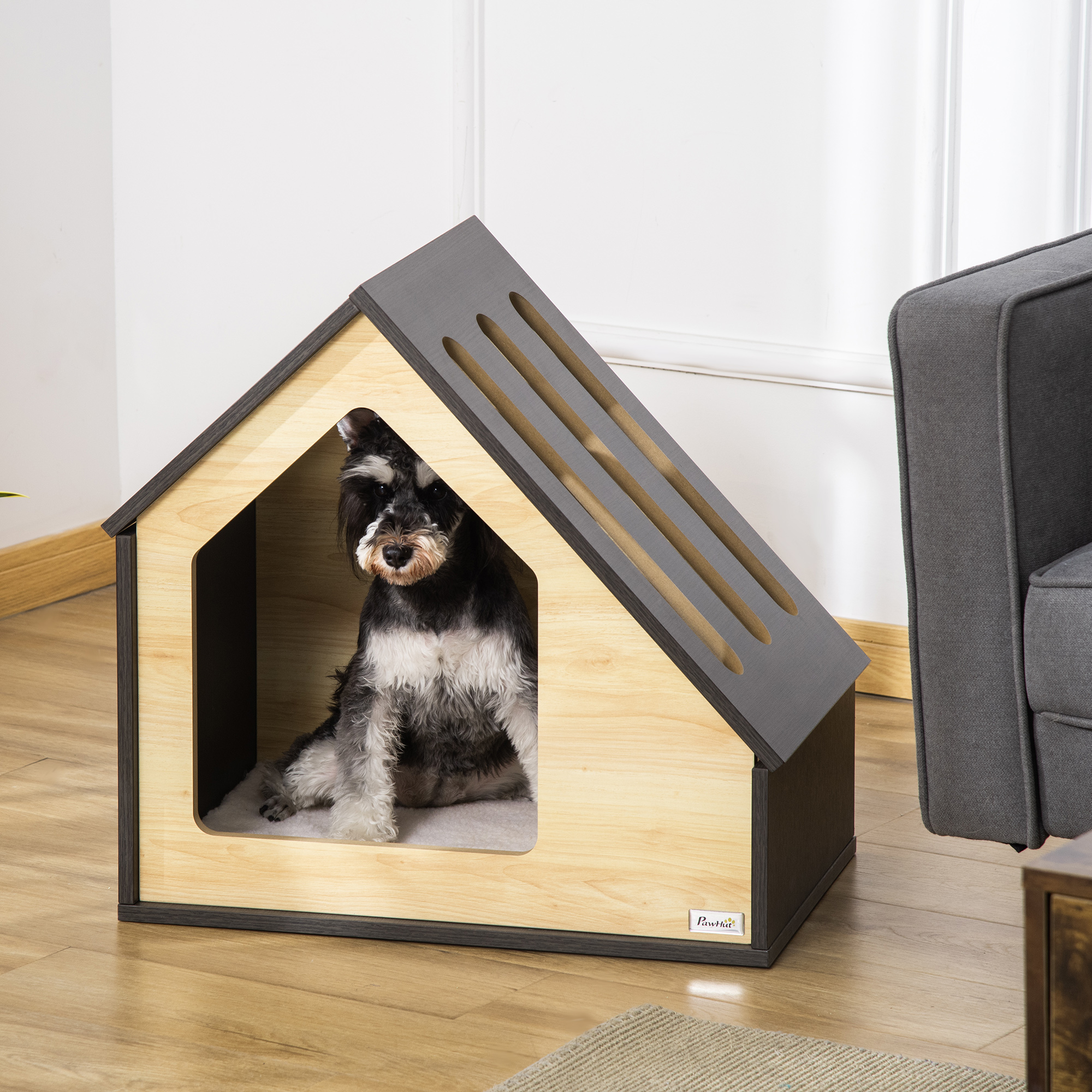 PawHut Hundehütte aus Holz  Gemütliche Indoor Katzenhöhle & Hundeschlafplat günstig online kaufen