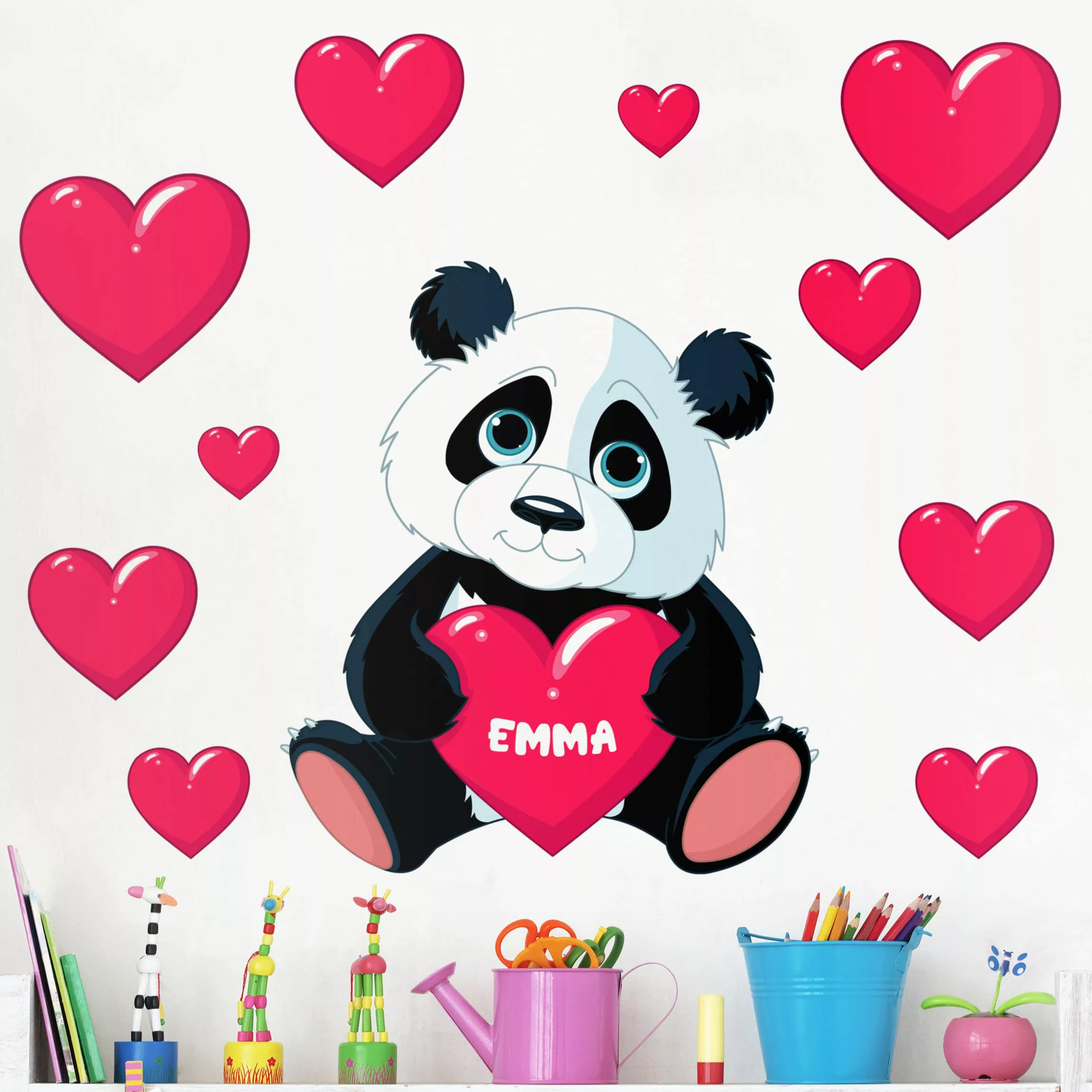Wandtattoo Kinderzimmer Panda mit Herz günstig online kaufen