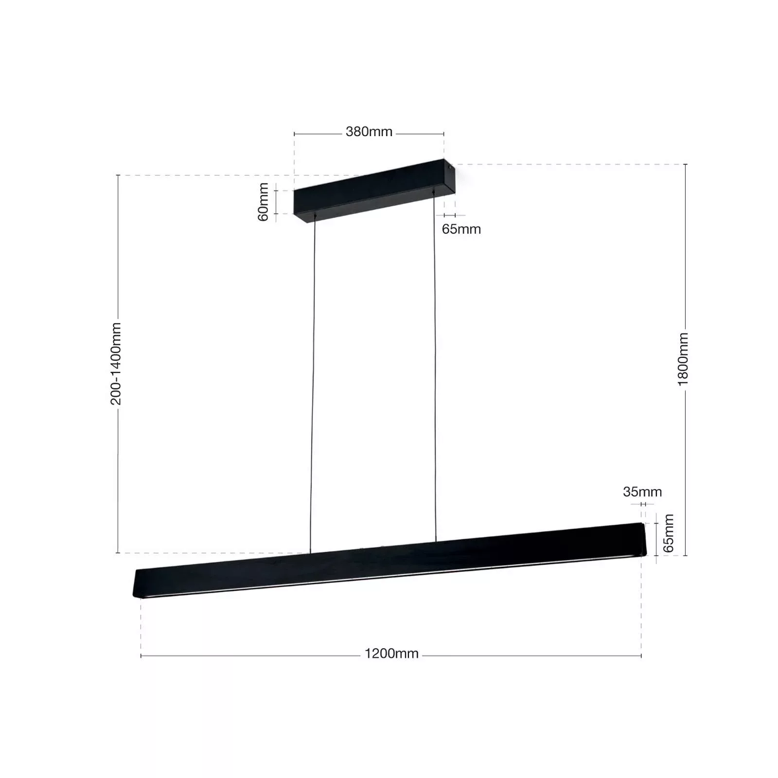 LED-Hängelampe Tara, schwarz, Länge 120 cm, Alu/Stahl günstig online kaufen