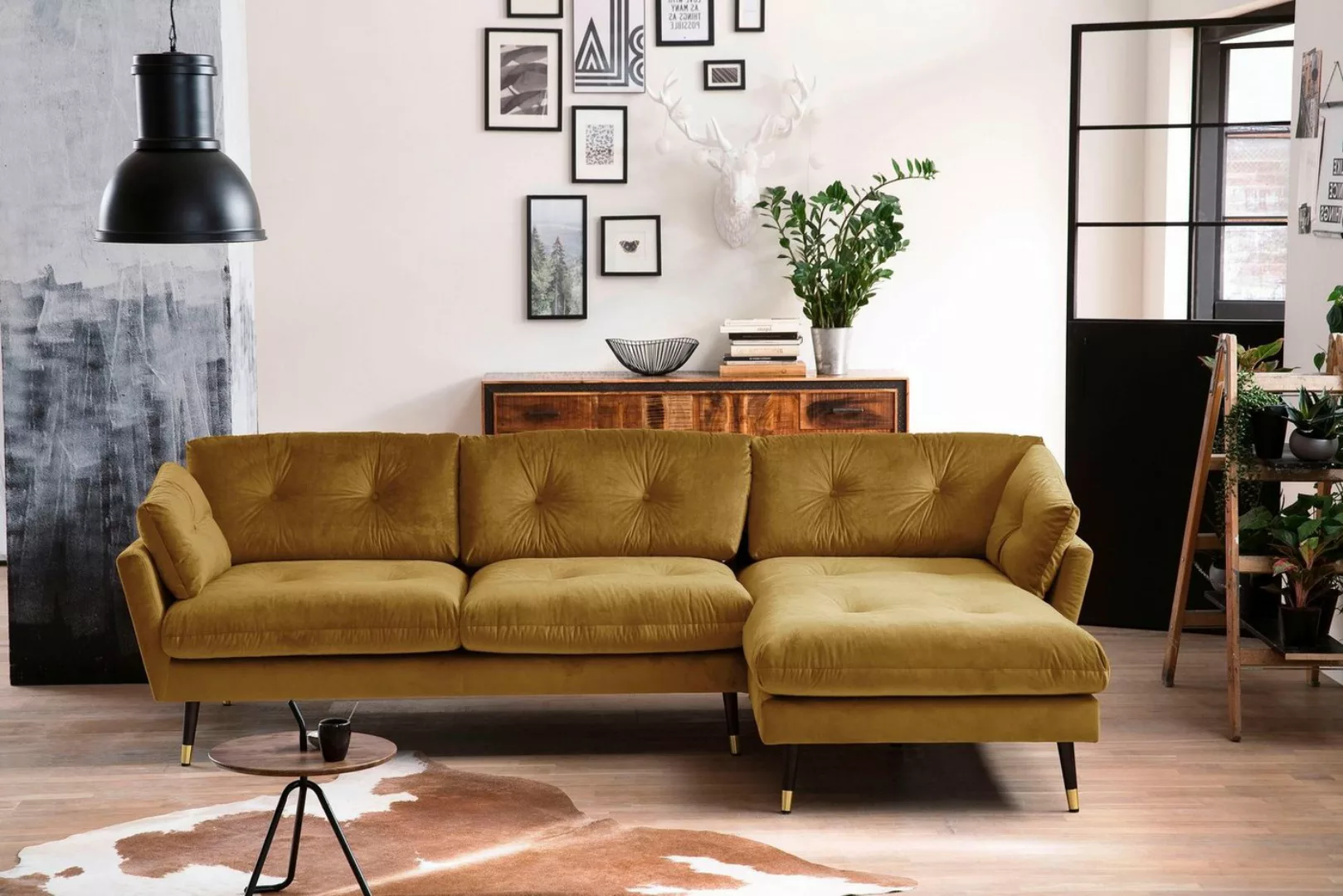 Trends by HG Ecksofa Japan L-Form, mit Fuß in Holz-Metallkombination, Recam günstig online kaufen