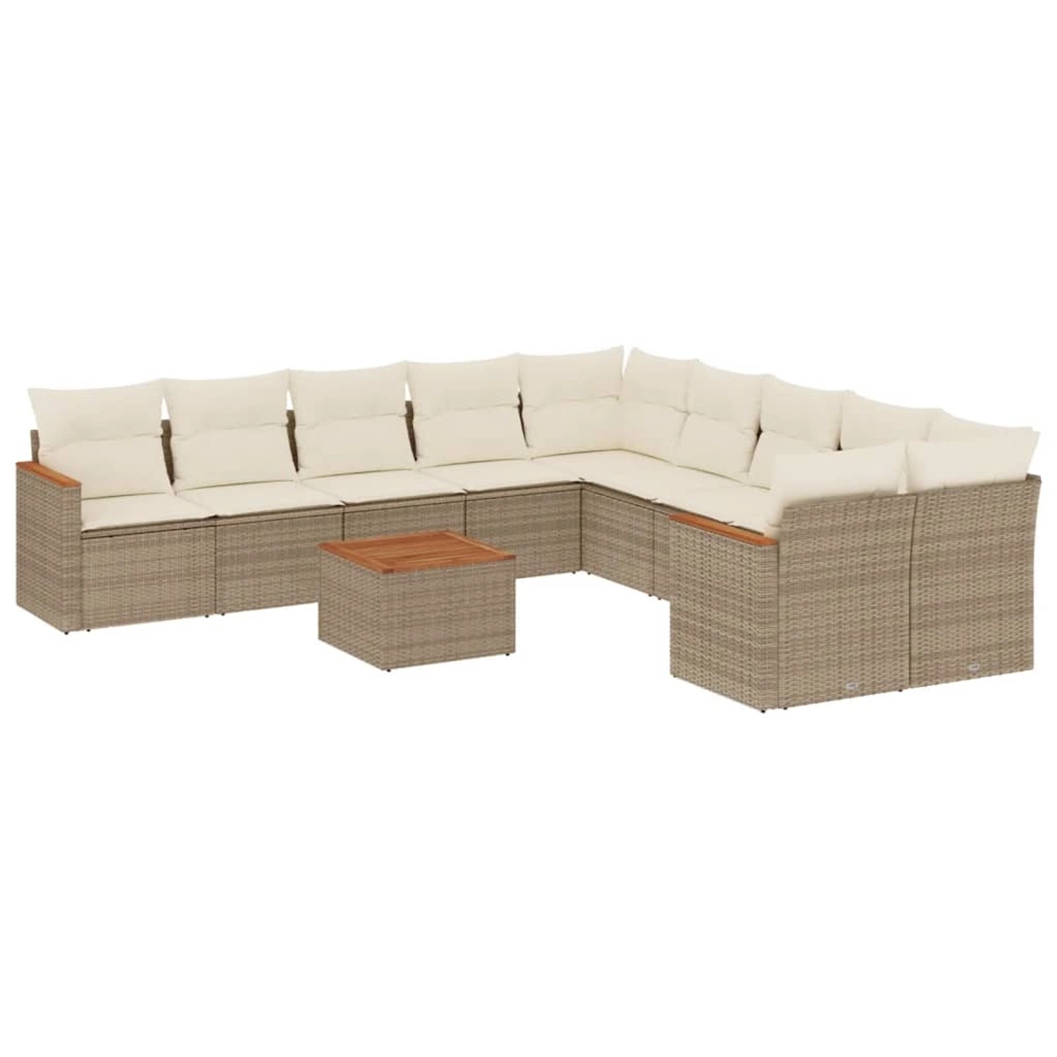vidaXL 11-Tlg Garten-Sofagarnitur mit Kissen Beige Poly Rattan 3258761 günstig online kaufen