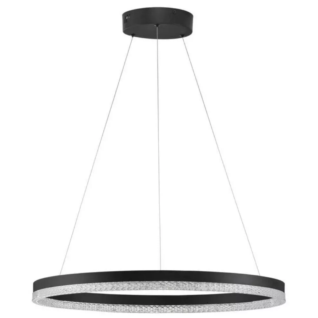 LED Pendelleuchte Adria in Schwarz und Transparent 32W 3288lm günstig online kaufen