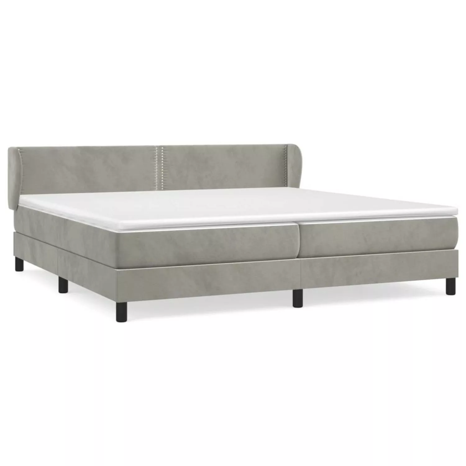 vidaXL Boxspringbett Boxspringbett mit Matratze Hellgrau 200x200 cm Samt Be günstig online kaufen