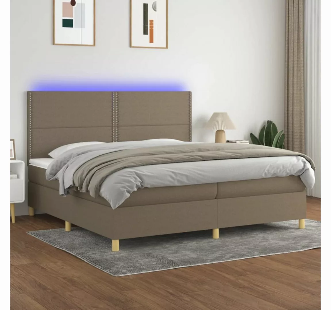 vidaXL Boxspringbett (200 x 200 cm, mit Nieten, Taupe), mit LED günstig online kaufen