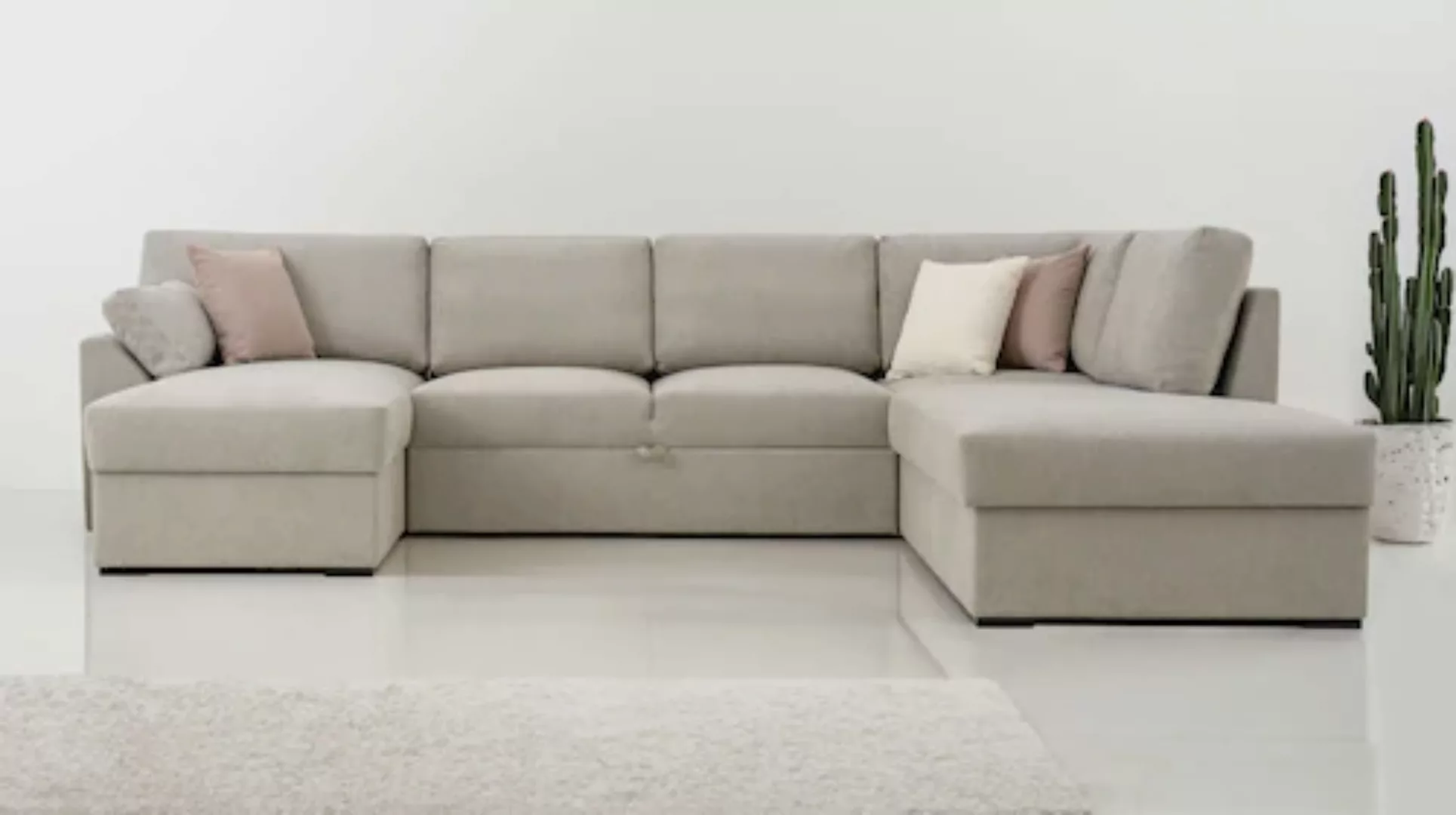 Home affaire Wohnlandschaft "Citry Schlafsofa", Breite 309 cm, Chenille, Be günstig online kaufen