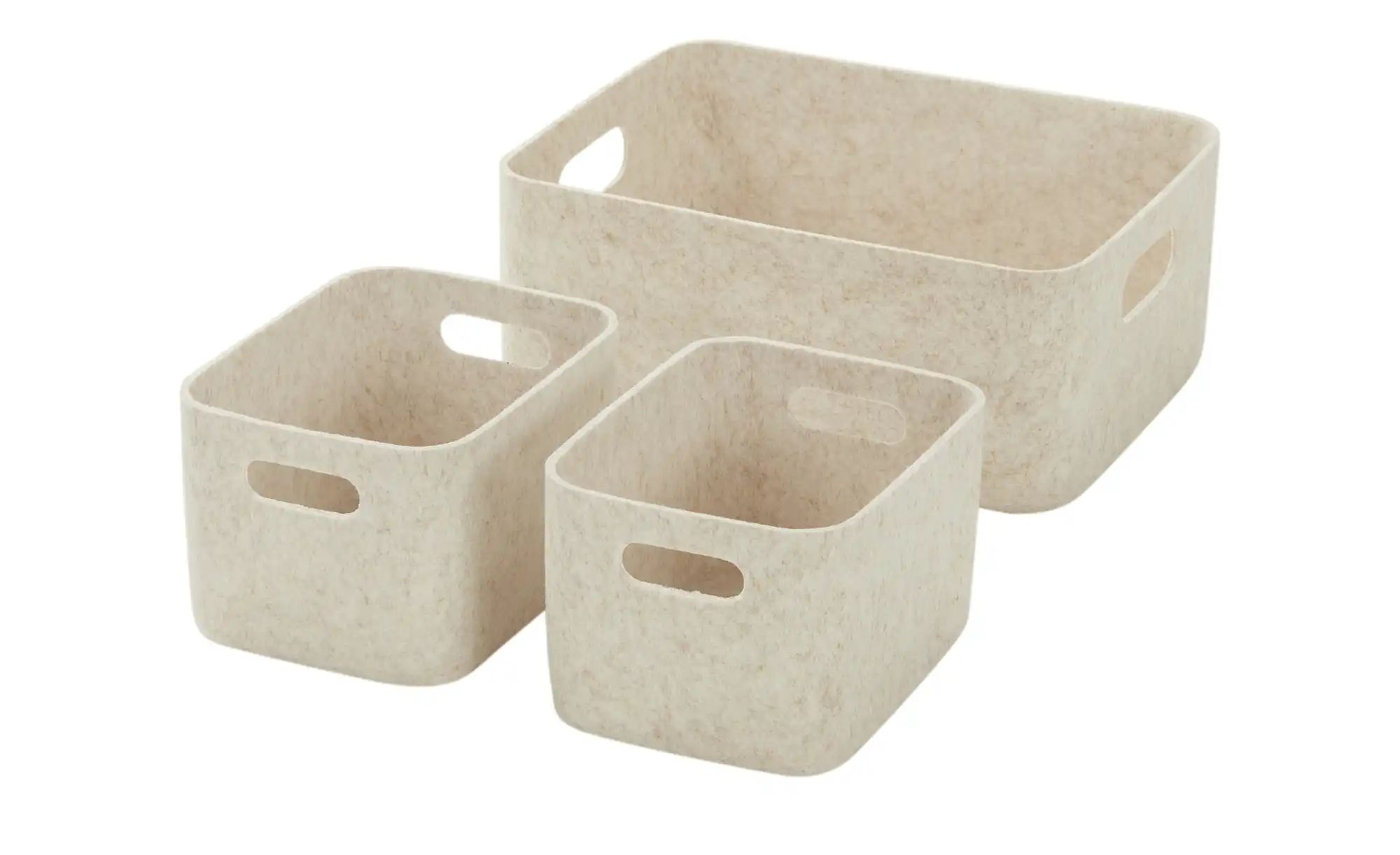 HOME STORY Filzkörbe, 3er Set ¦ beige ¦ Filz ¦ Maße (cm): B: 33 H: 14 T: 25 günstig online kaufen