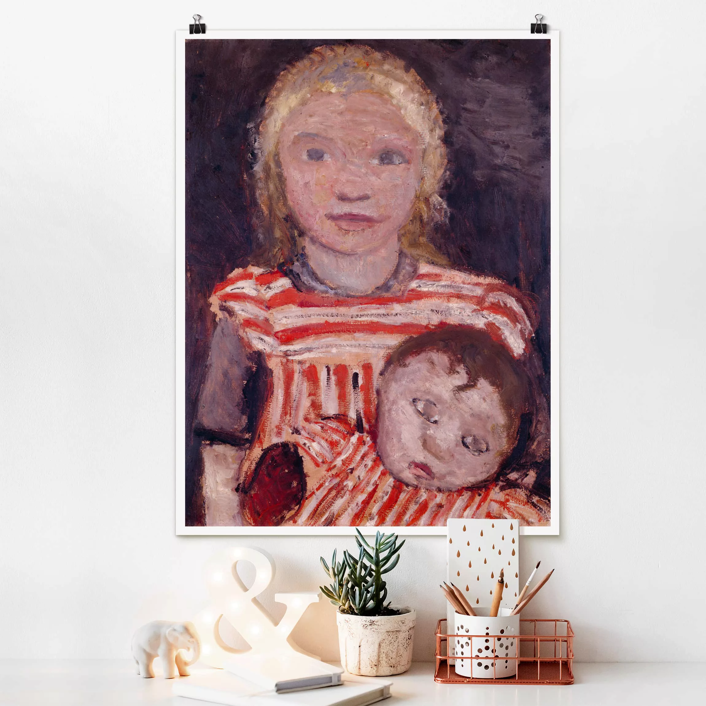 Poster Kunstdruck - Hochformat Paula Modersohn-Becker - Mädchen mit Puppe günstig online kaufen