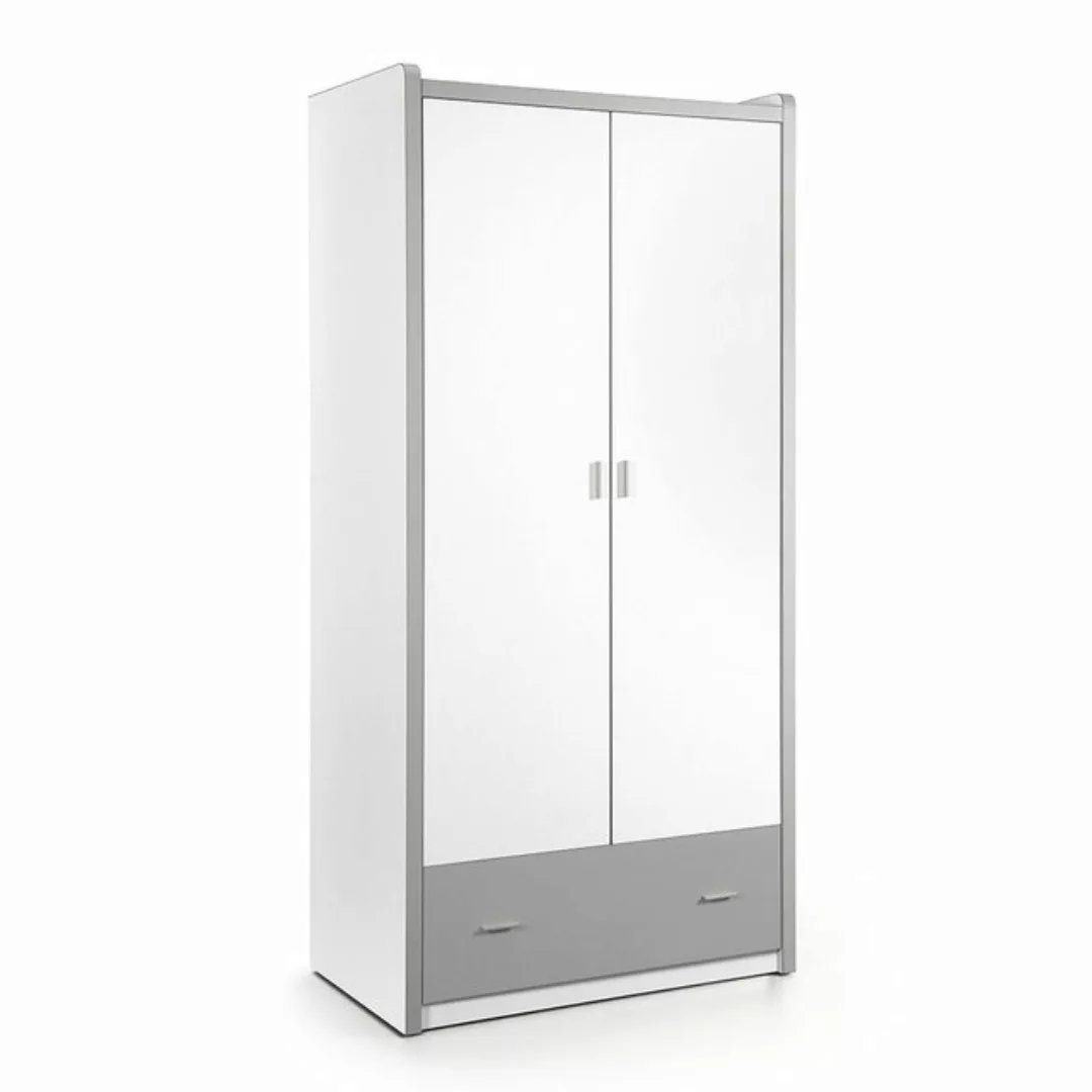 Kleiderschrank BONNY-12, 2-trg., 100cm, Weiß Silbergrau günstig online kaufen